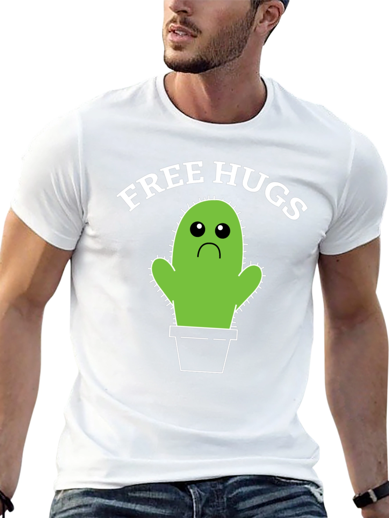 Black Free Hugs Cactus T-Shirt view 13