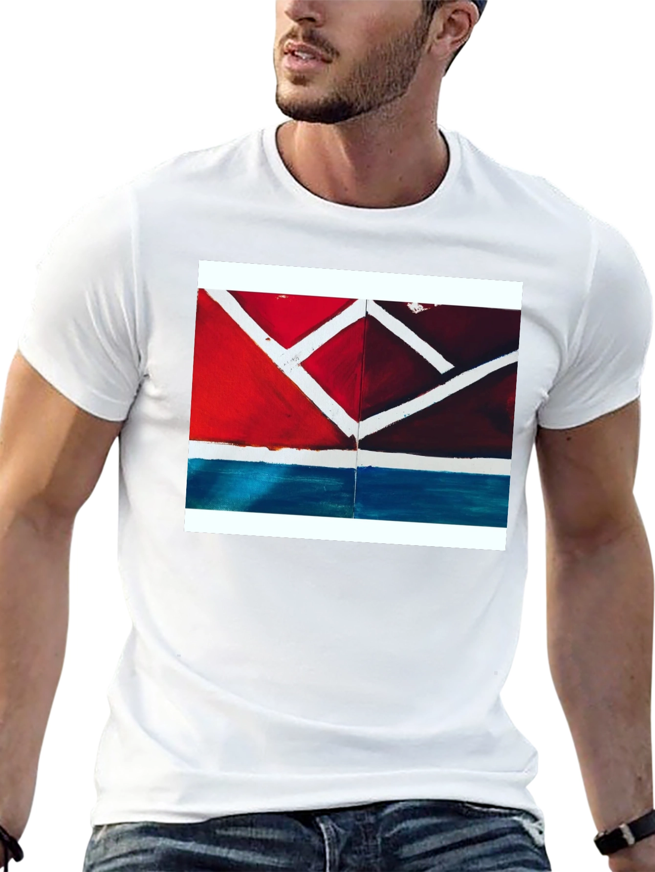 Black Abstract Geometric T-Shirt - Modern Art Tee view 13