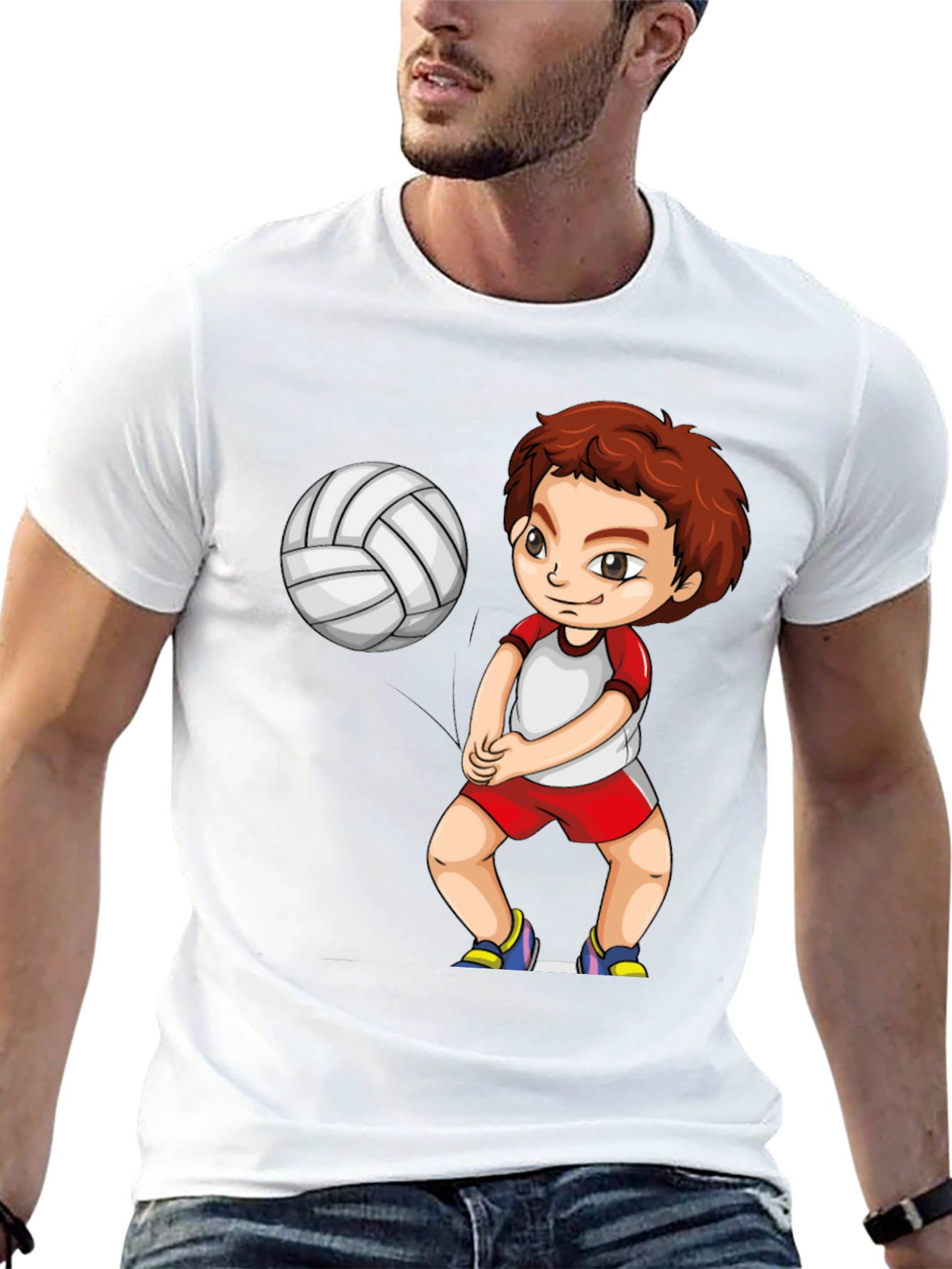 Black Volleyball Boy Graphic Black T-Shirt view 13