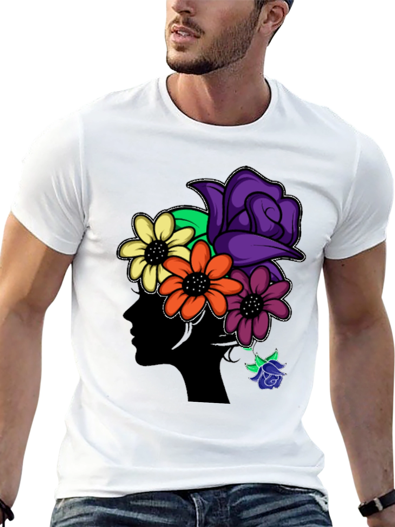 Black Floral Silhouette Black T-Shirt view 13