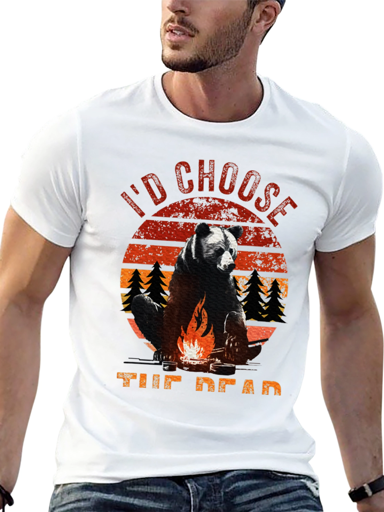 Black I'd Choose the Dead Bear Campfire T-Shirt view 13