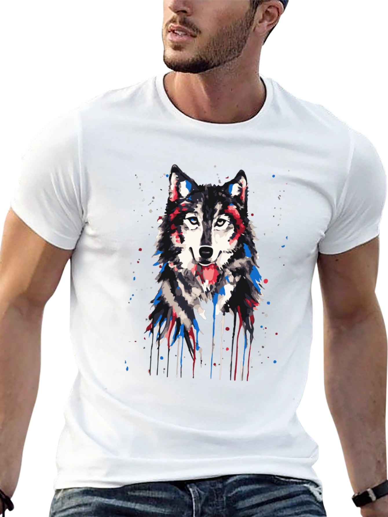 Black Wolf Graphic Print T-Shirt view 13