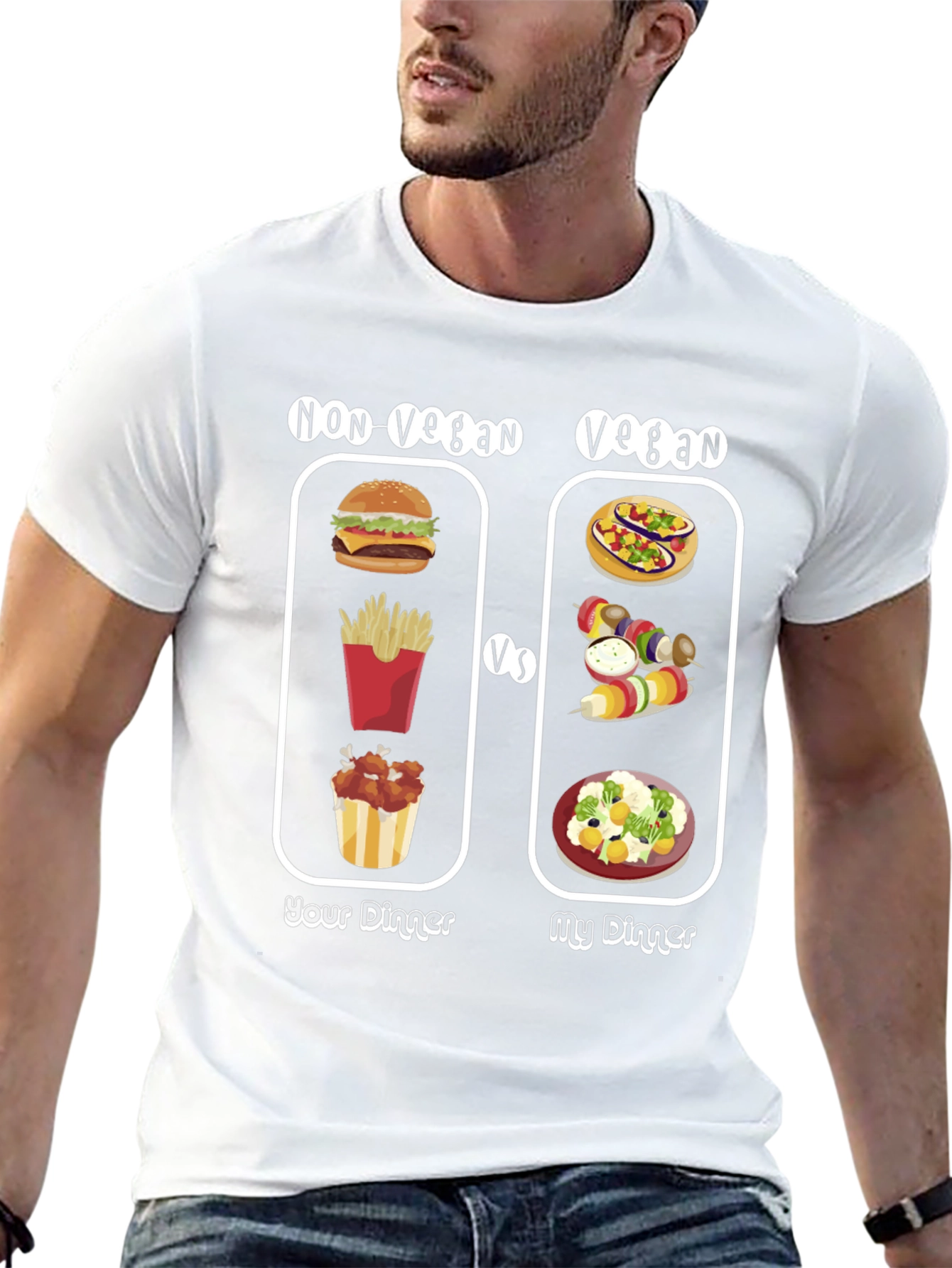 Black Vegan vs Non-Vegan Dinner T-Shirt view 13