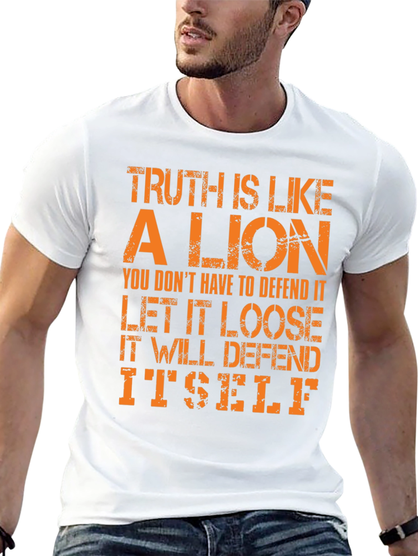 Black Truth Lion Graphic Tee - Bold Statement T-Shirt view 13