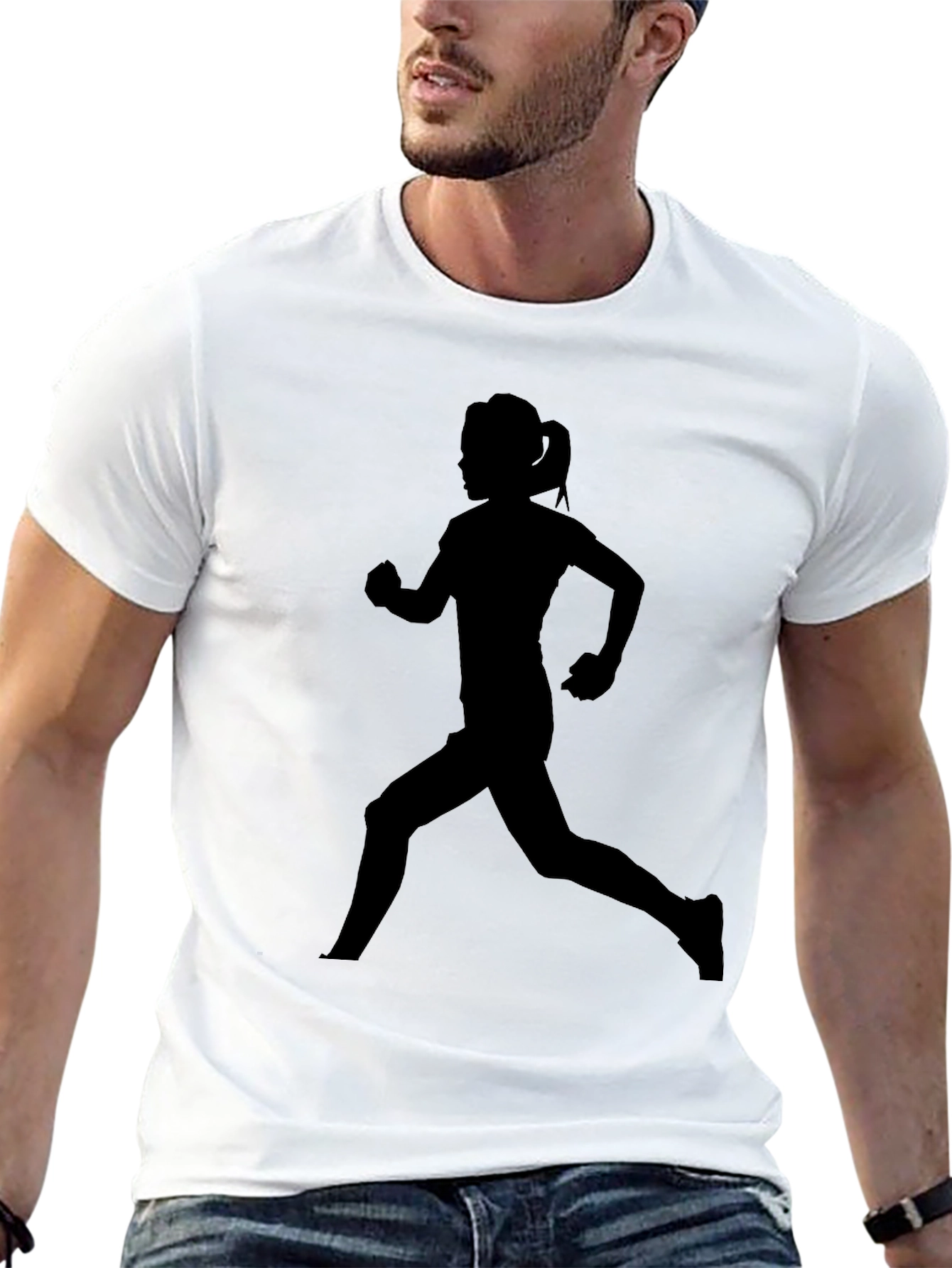 Black Runner Silhouette Tee - Black Graphic T-Shirt view 13