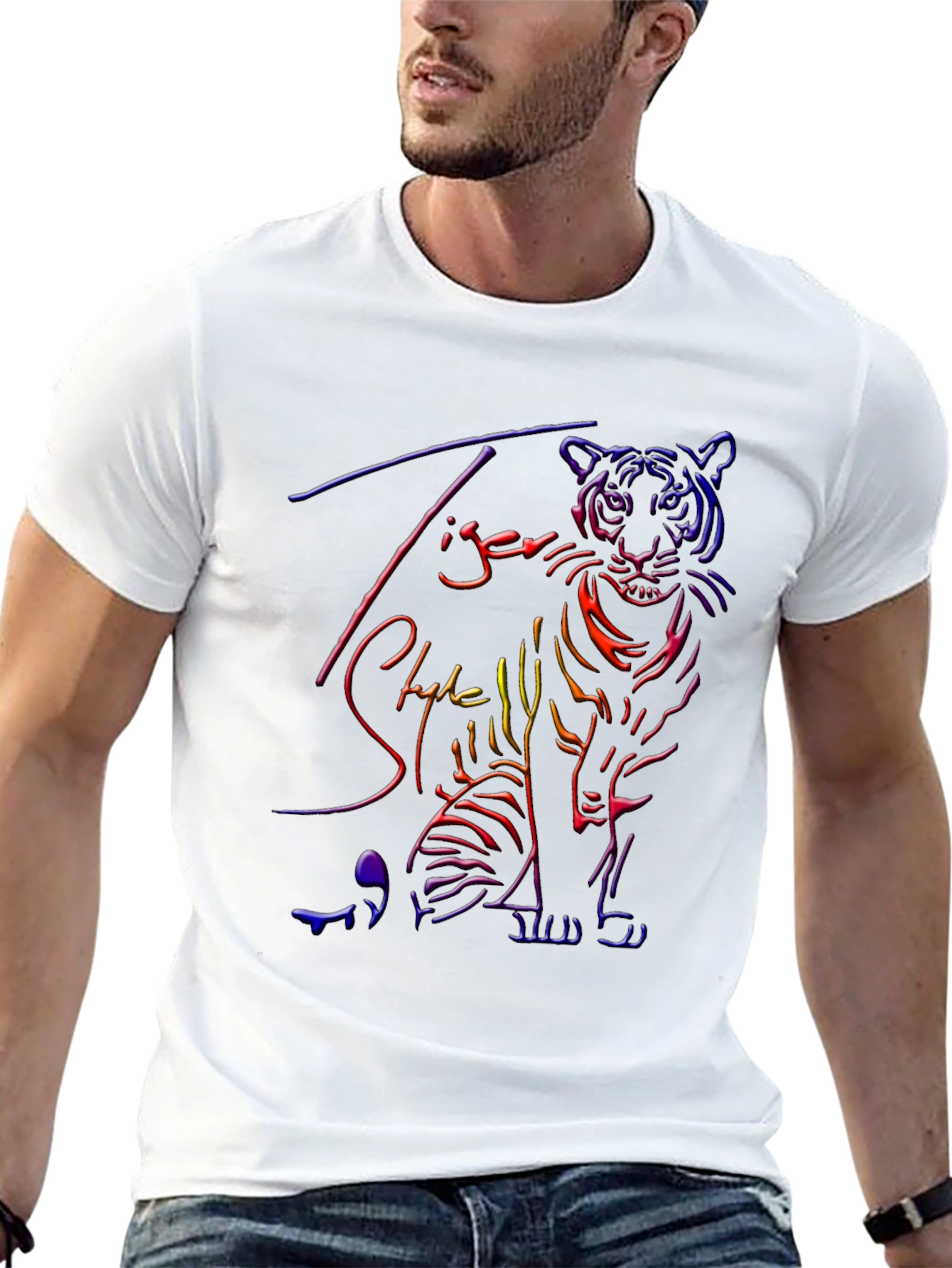 Black Neon Tiger Graphic T-Shirt - Cool Style view 13