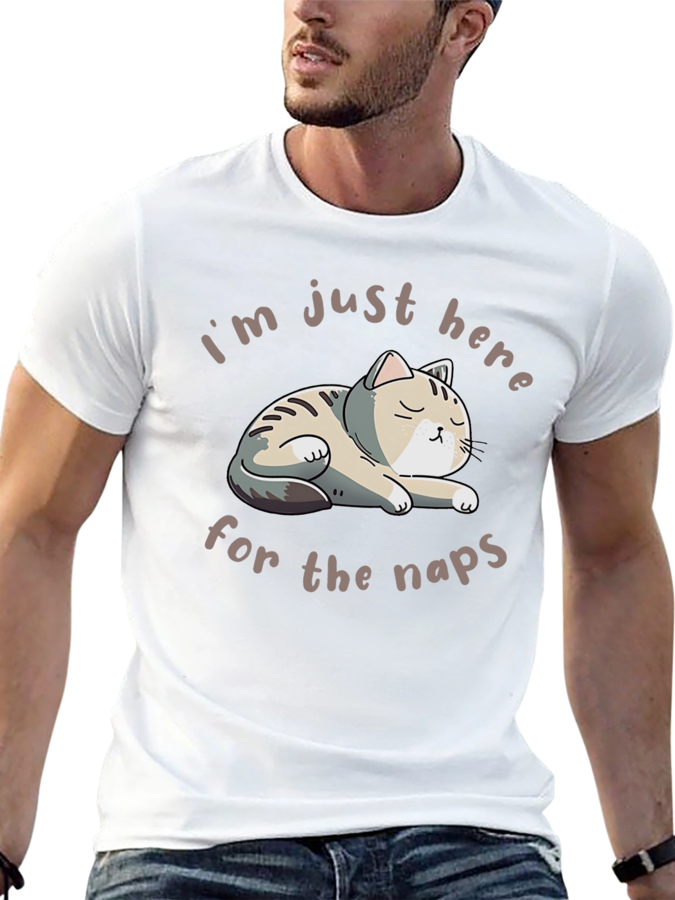 Black Funny Cat Naps T-Shirt - Relaxed Fit view 13