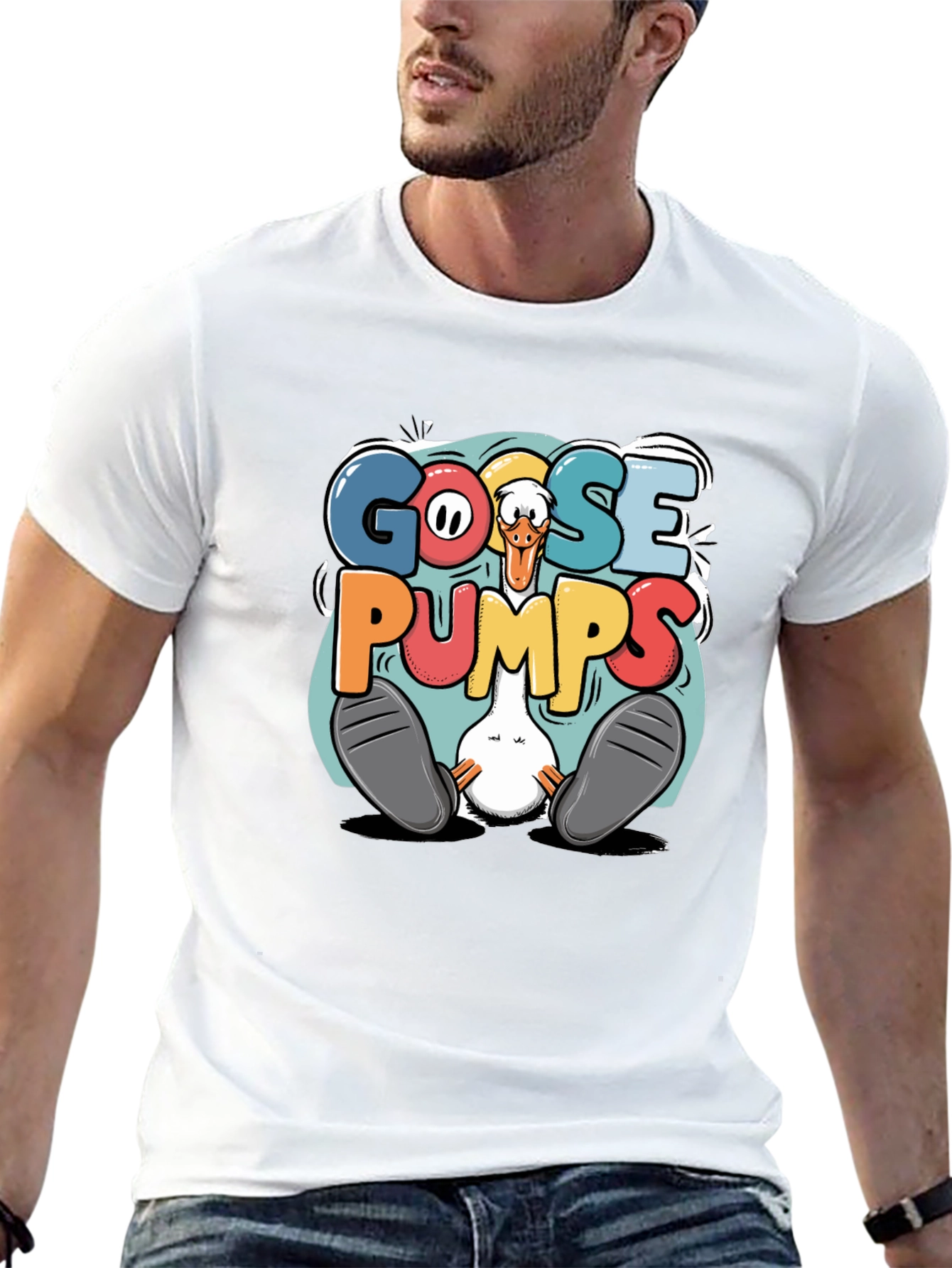 Black Goosebumps Graphic Tee - Funny Cartoon Goose T-Shirt view 13