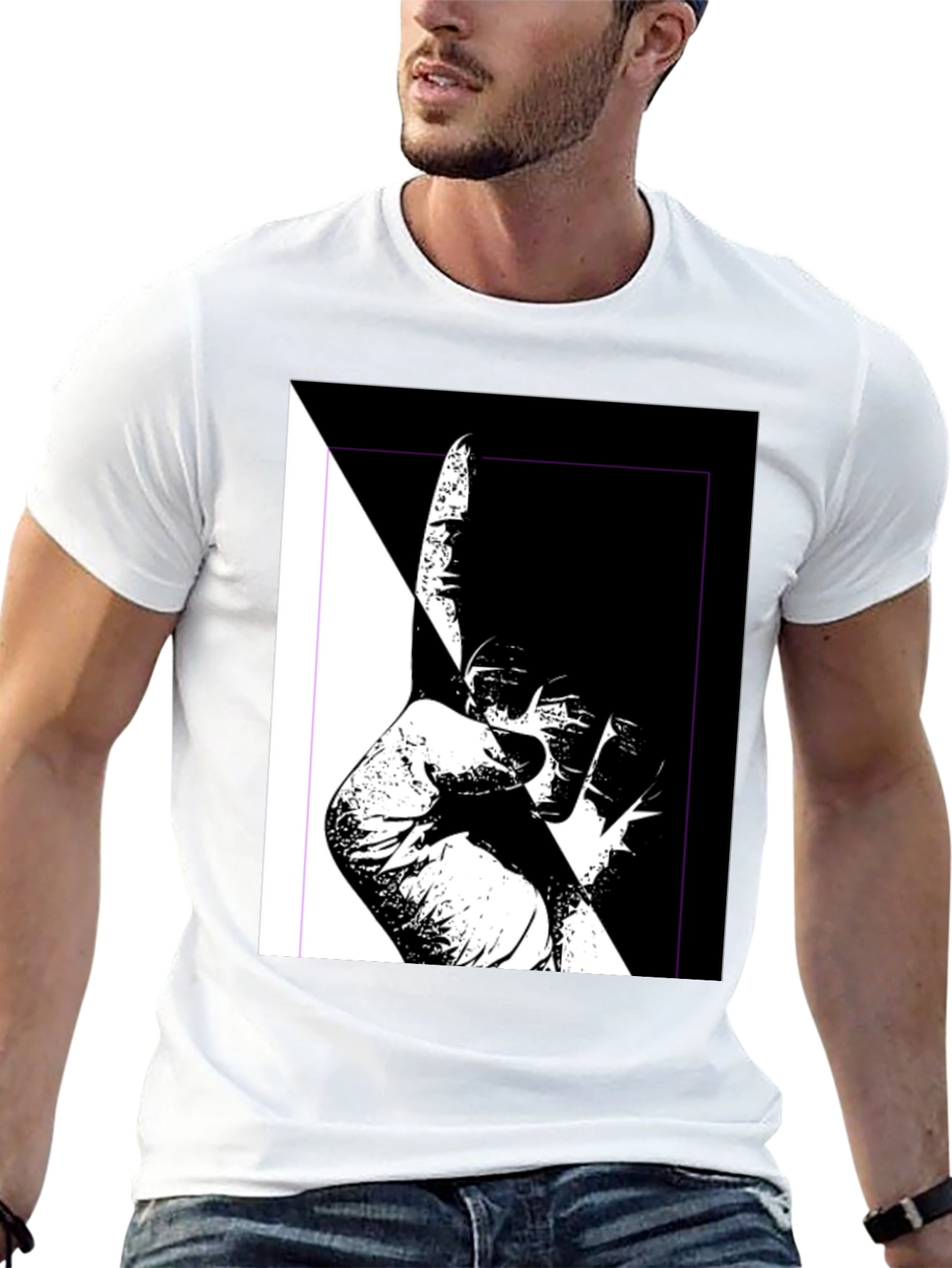 Black Unique Black & White Graphic Tee view 13