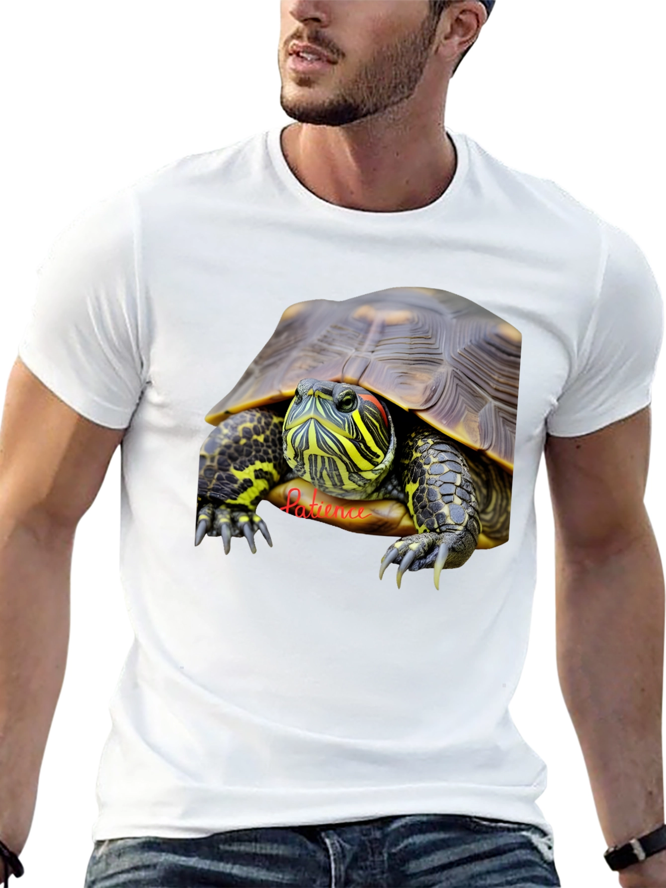 Black Turtle Graphic Tee - Patience Design - Black Cotton T-Shirt view 13