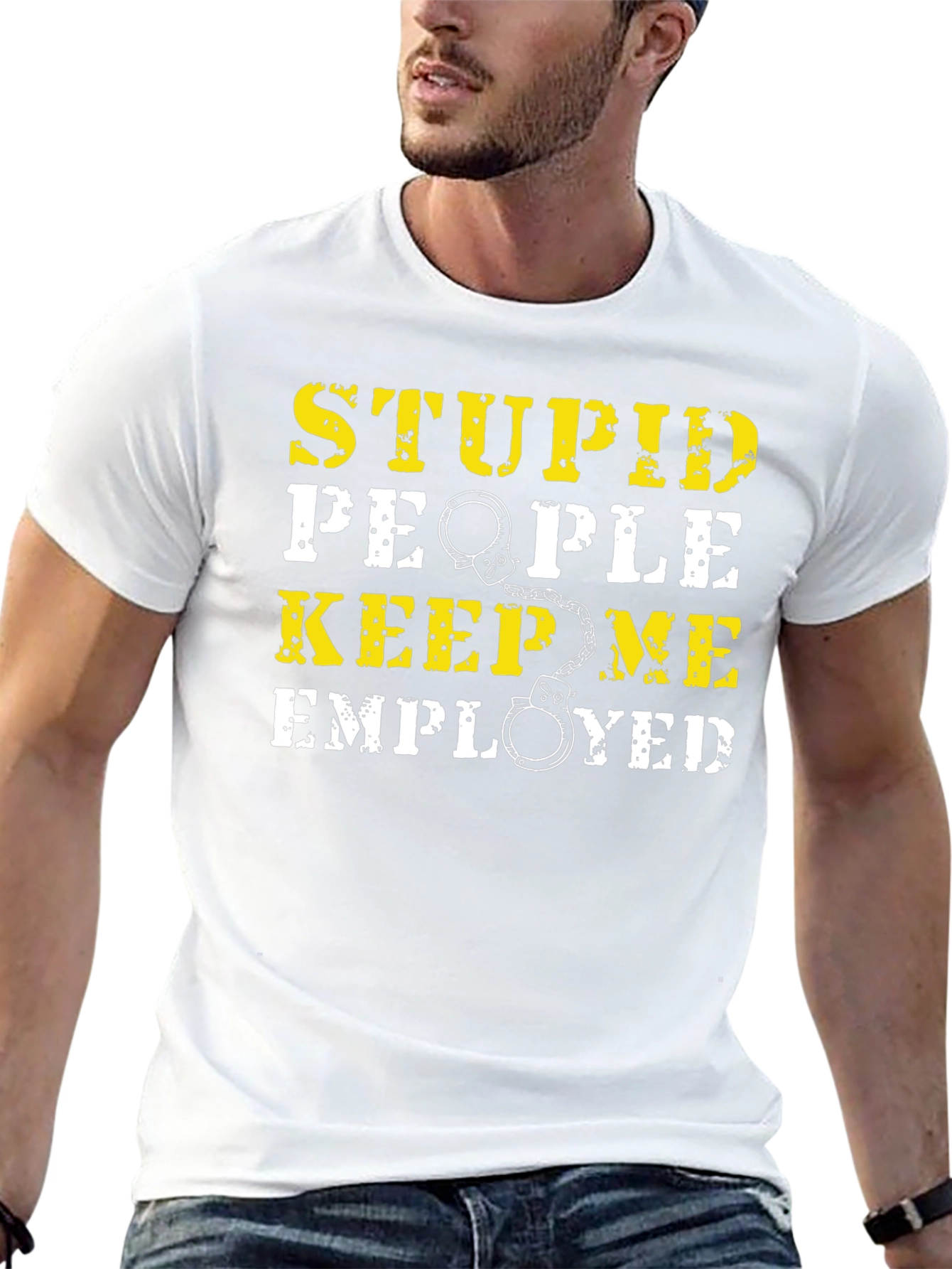 Black Stupid People Keep Me Employed Graphic T-Shirt view 13