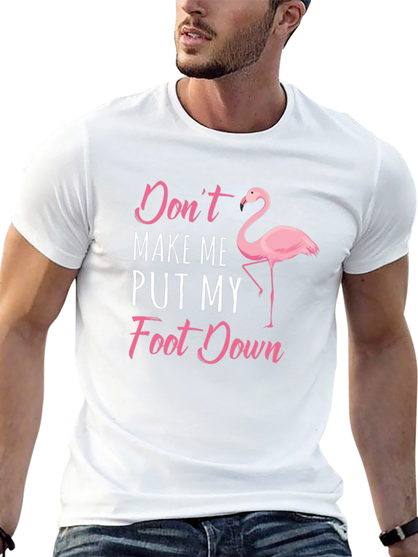 Black Funny Flamingo T-Shirt - Don't Make Me Put My Foot Down view 13