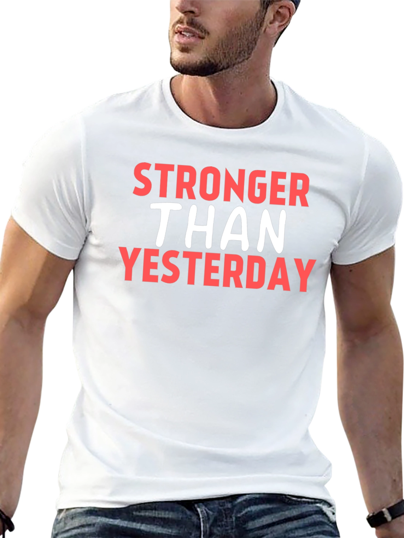Black Stronger Than Yesterday Graphic Tee view 13