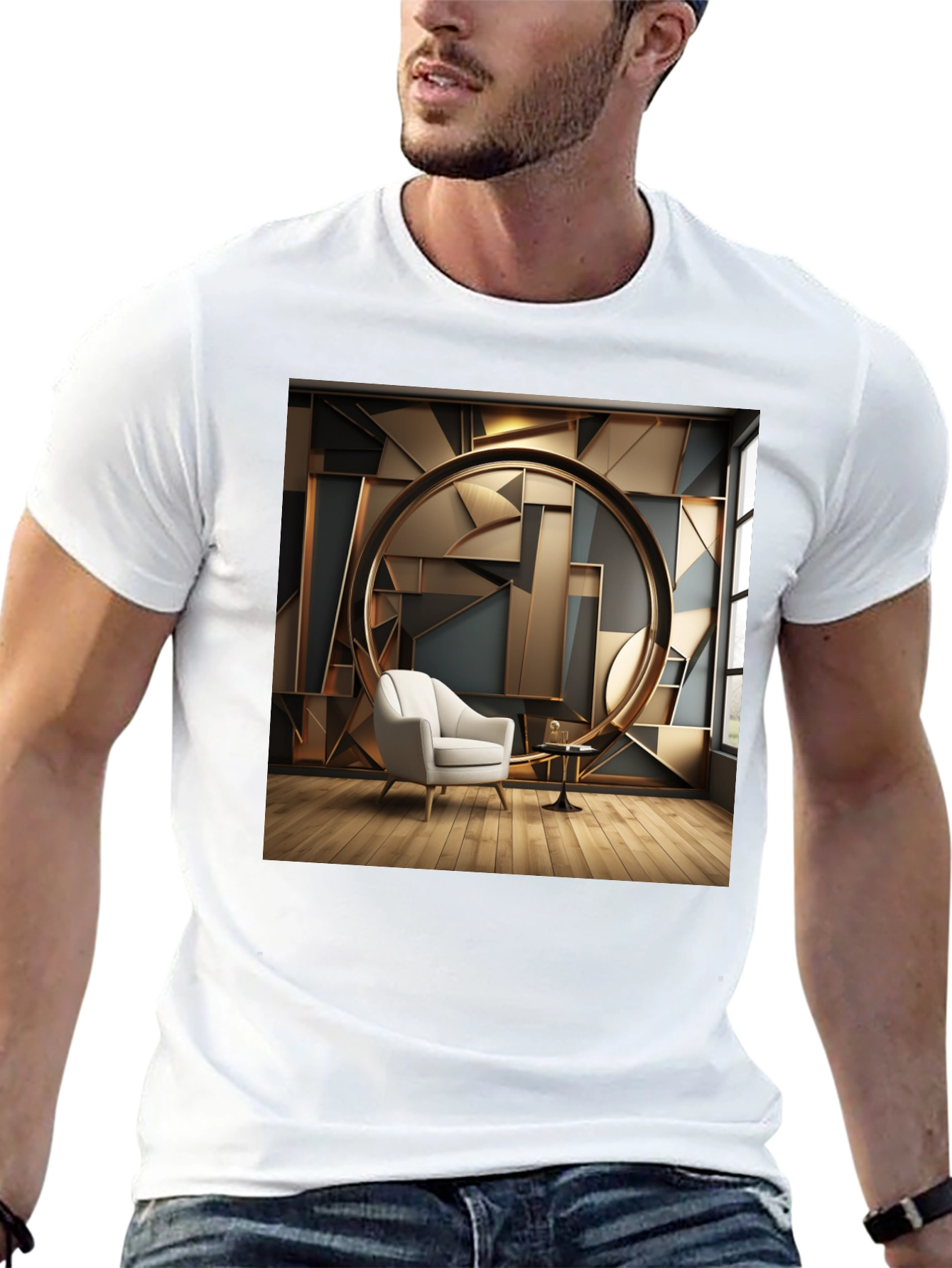Black Modern Art Deco T-Shirt view 13