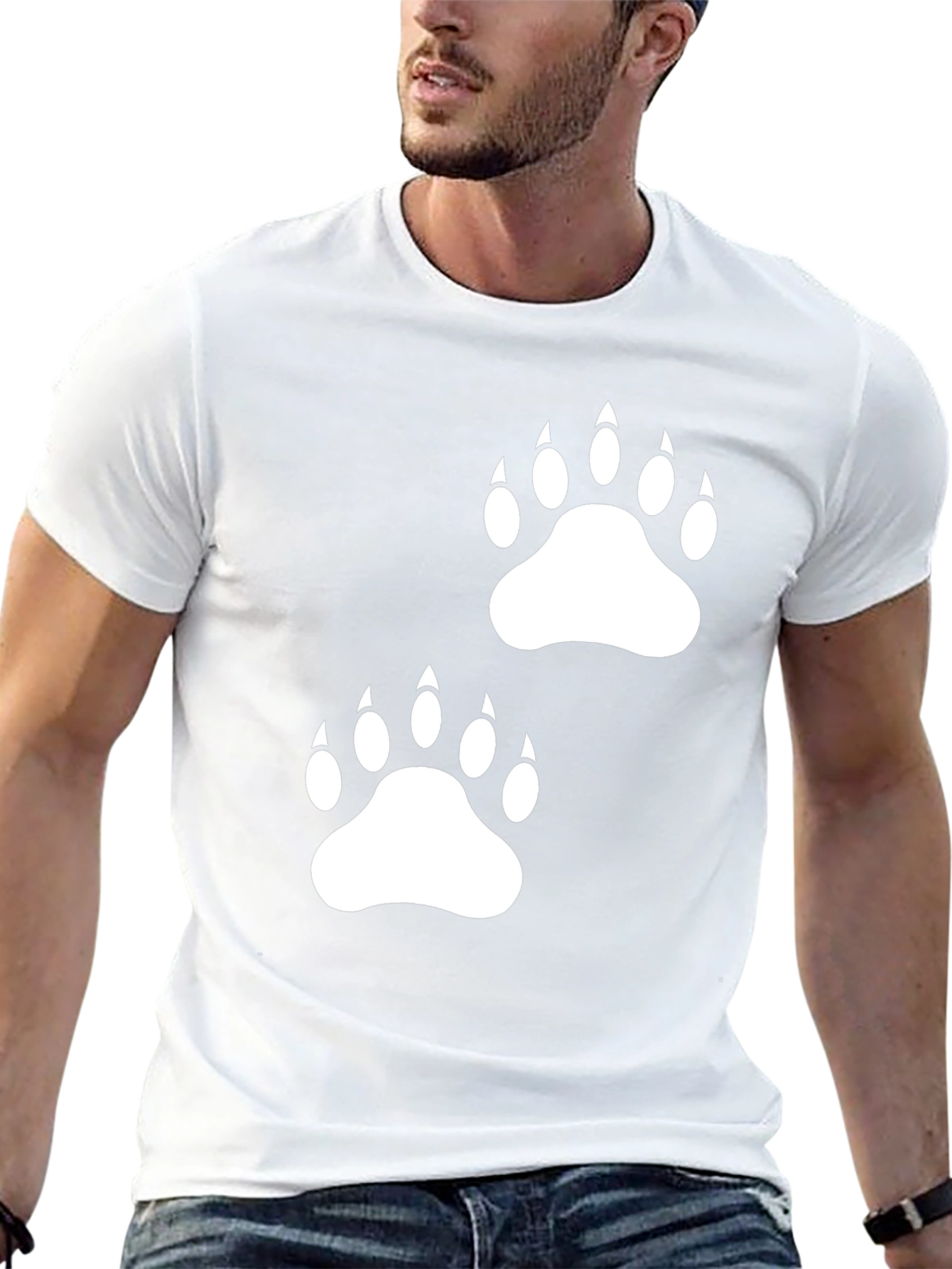 Black Bear Paw Print Graphic Black Tee Shirt view 13