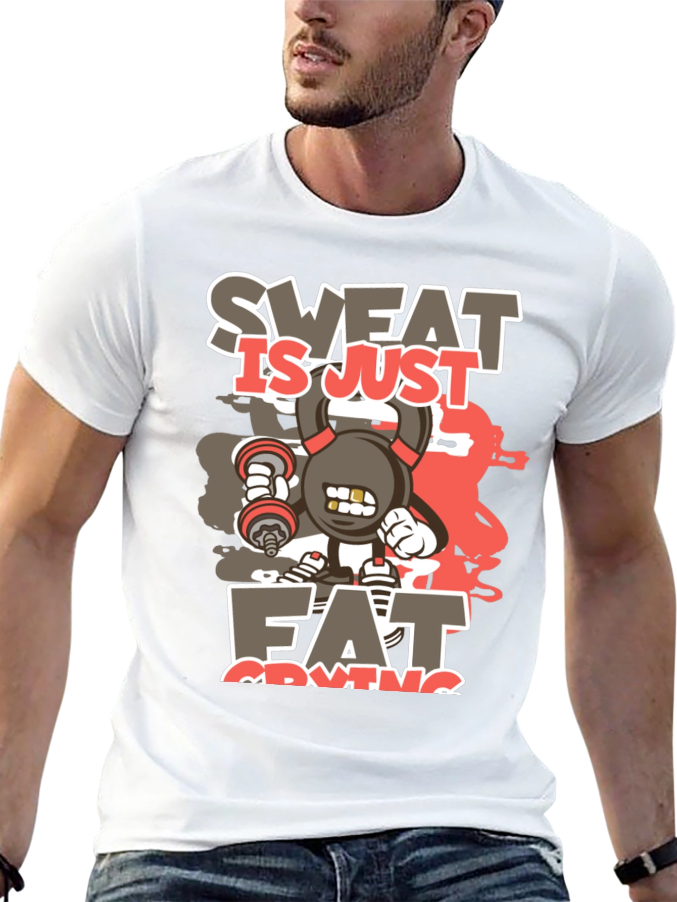Black Sweat is Just Fat Crying Graphic T-Shirt view 13