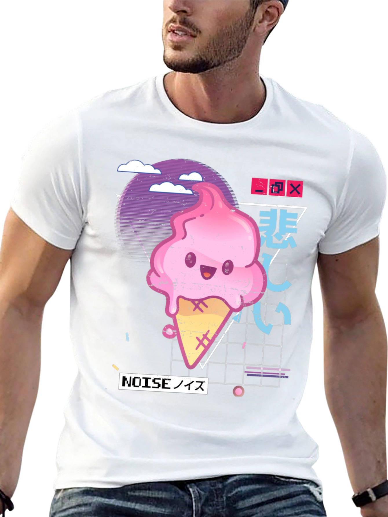 Black Kawaii Ice Cream Cone Graphic Tee view 13