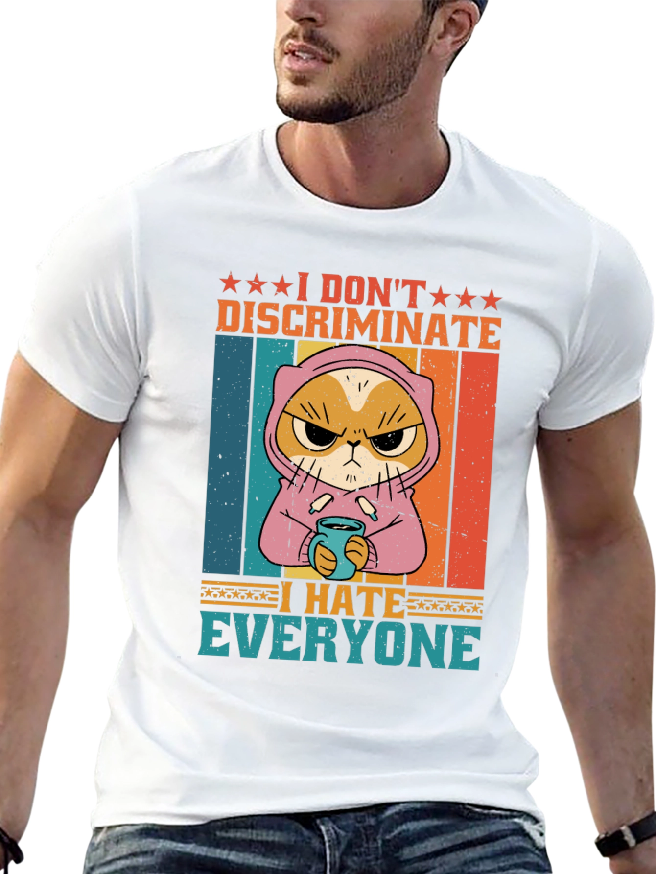 Black I Don't Discriminate, I Hate Everyone T-Shirt view 13