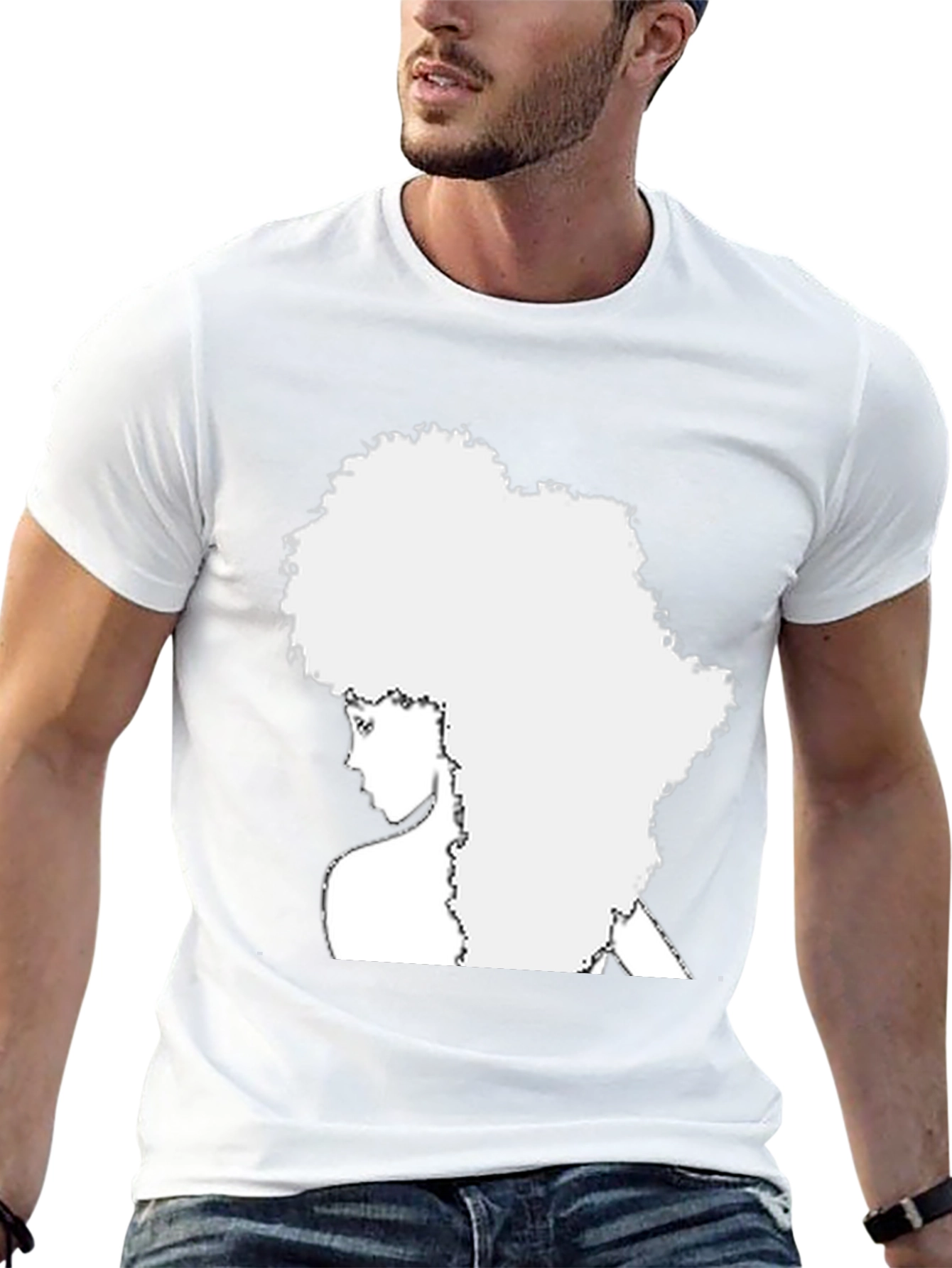 Black Afro Silhouette Tee - Black Unisex Shirt view 13