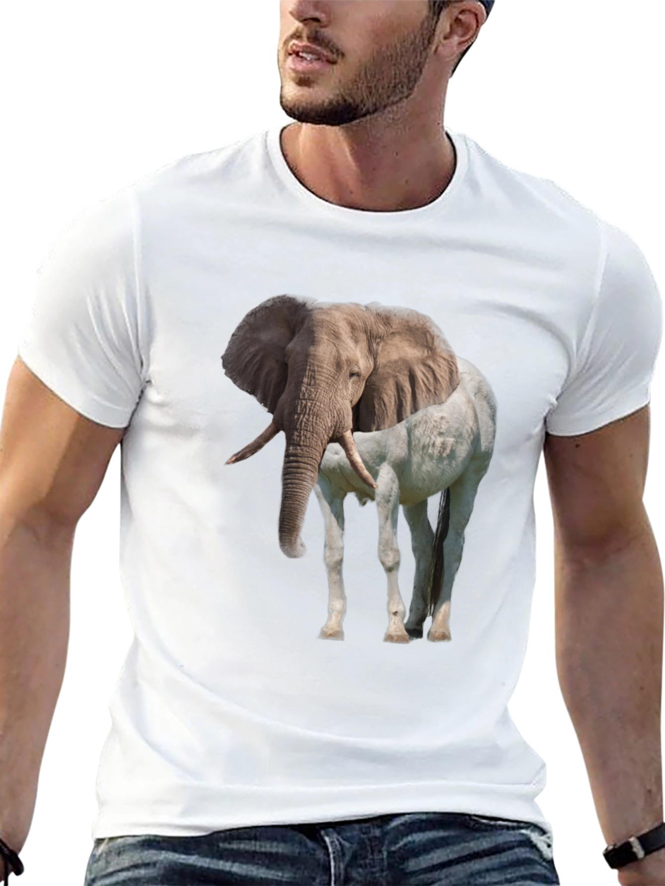 Black Elephant Horse Graphic Tee view 13