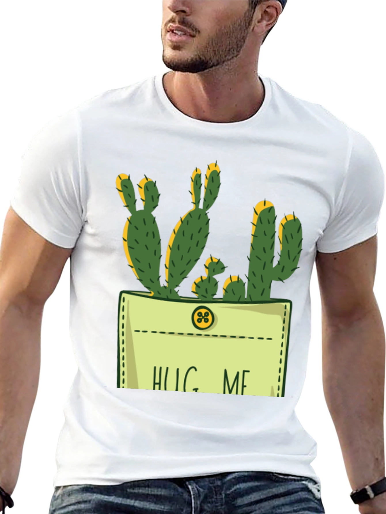 Black Hug Me Cactus Graphic Tee - Unique Design view 13