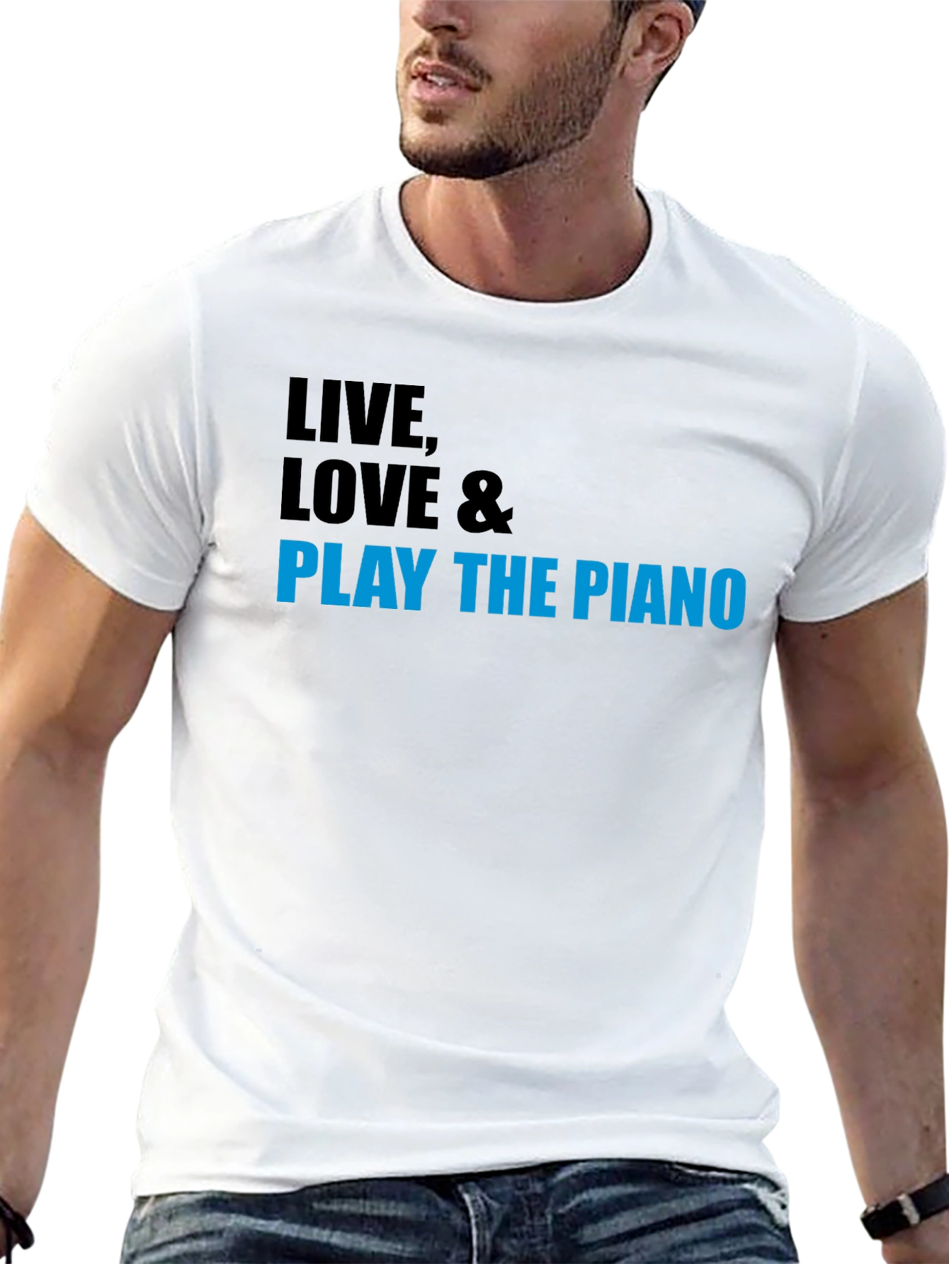 Black Live, Love & Play the Piano T-Shirt view 13