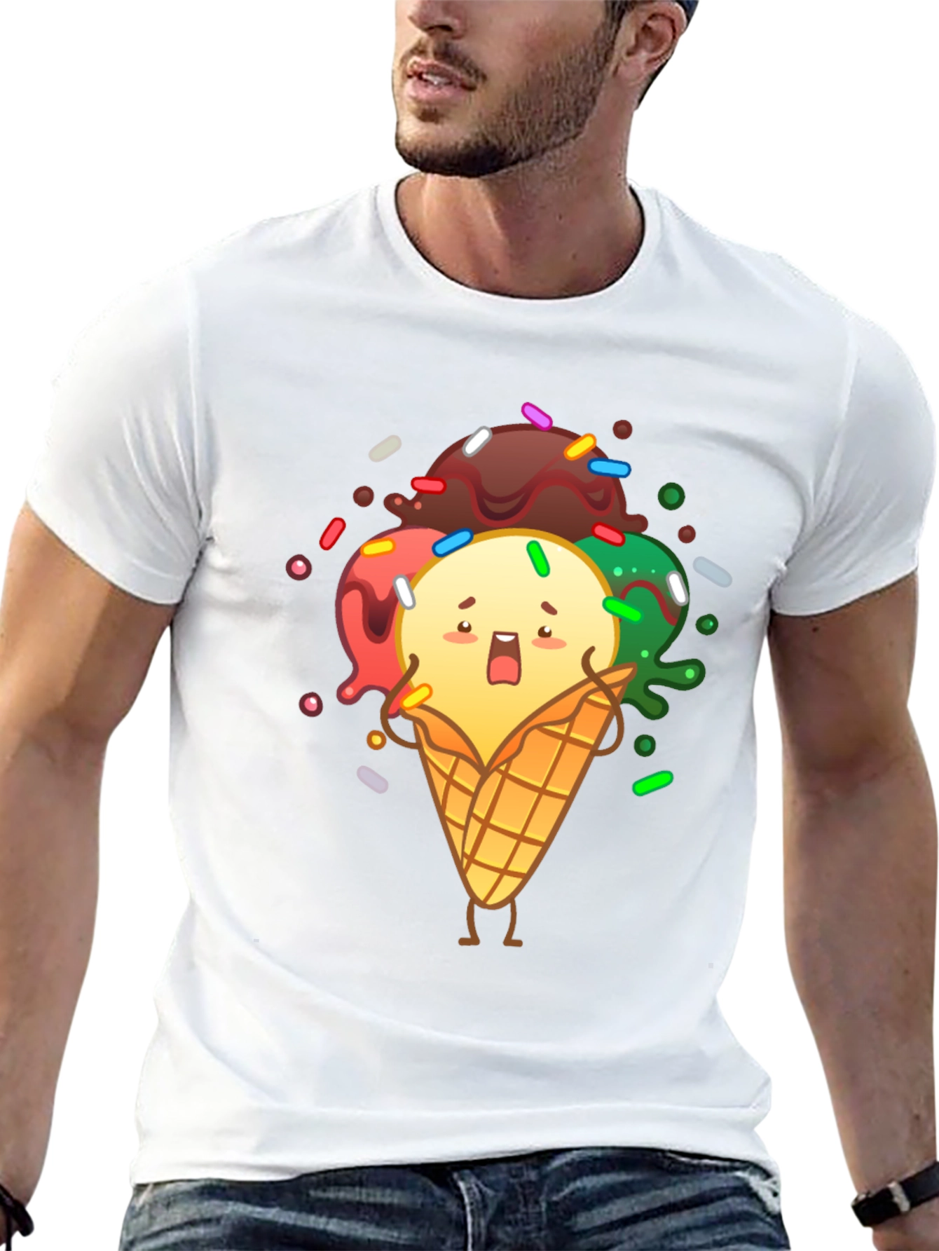Black Funny Ice Cream Graphic T-Shirt view 13