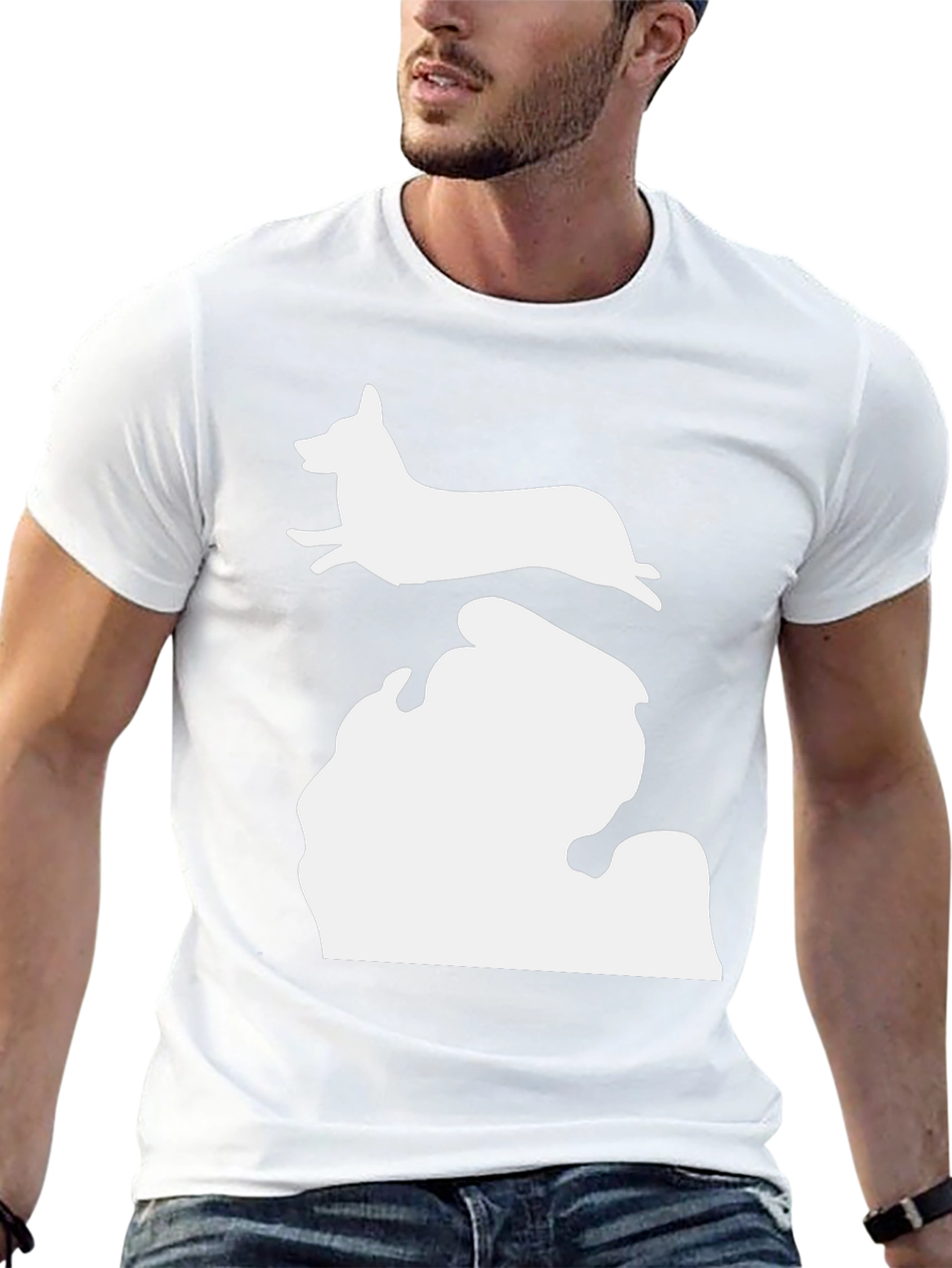 Black Michigan Corgi Silhouette T-Shirt view 13
