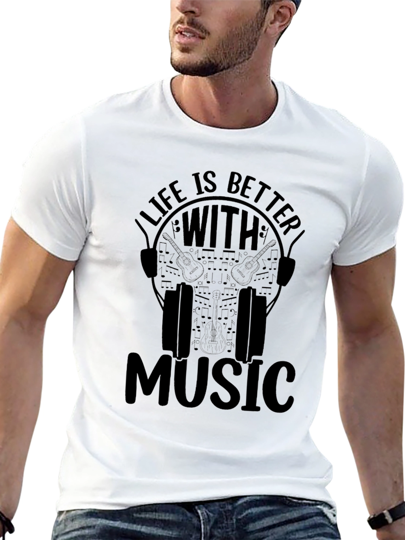 Black Life is Better With Music Graphic T-Shirt view 13