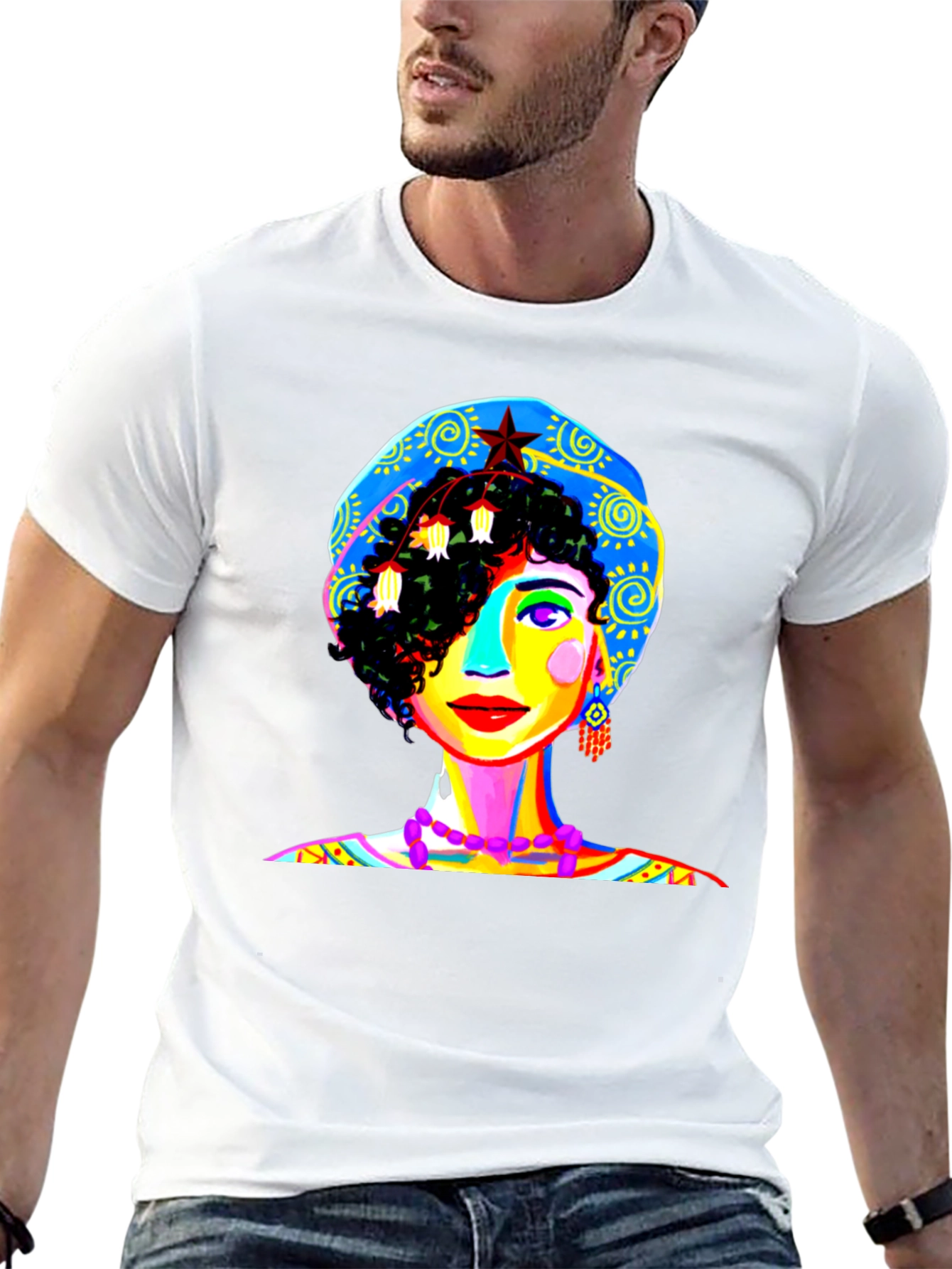 Black Vibrant Woman Graphic Tee - Unique Pop Art Design view 13
