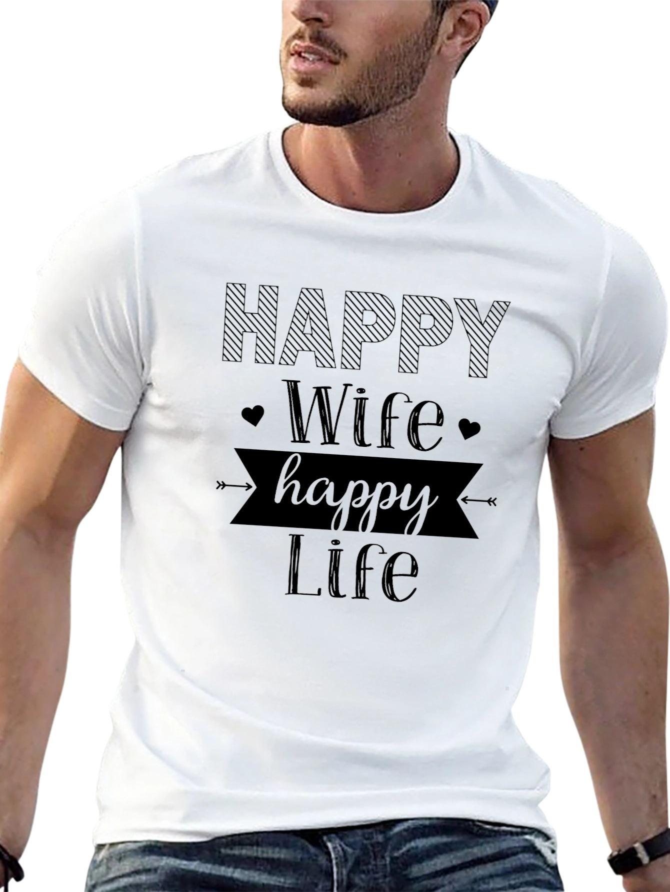 Black Happy Wife Happy Life Graphic Tee view 13