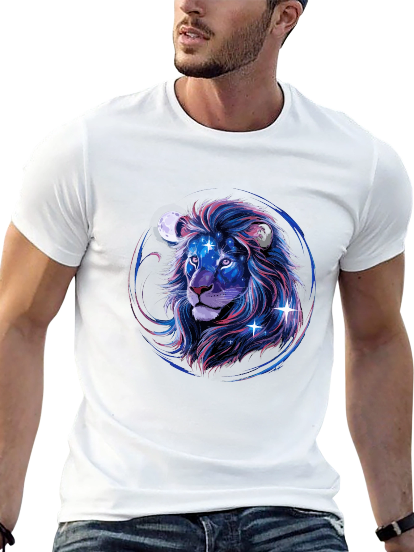Black Cosmic Lion Graphic Tee - Black view 13