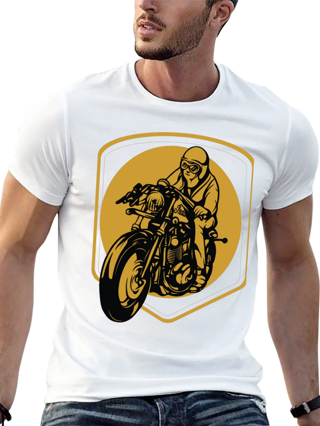 Black Motorcycle Rider Graphic T-Shirt - Vintage Style view 13