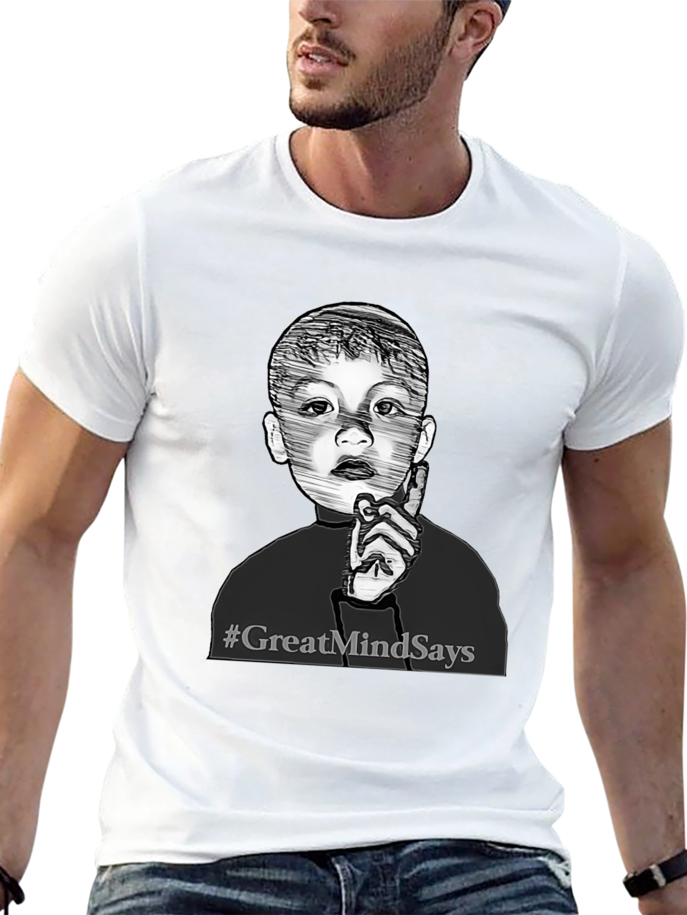 Black Great Mind Says Graphic Tee - Stylish Black T-Shirt view 13