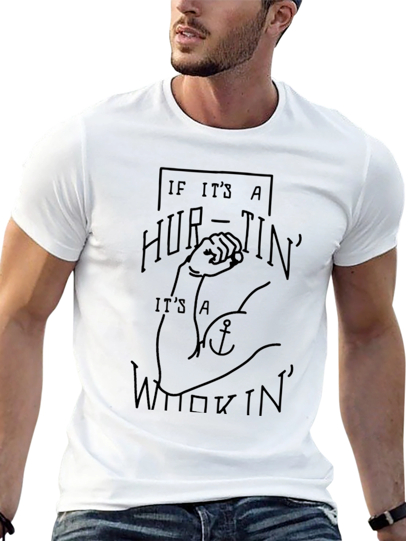 Black Hurtin' Whookin' T-Shirt - Black Graphic Tee view 13