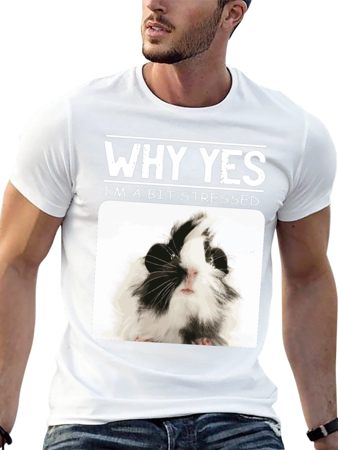 Black Why Yes I'm A Bit Stressed Guinea Pig T-Shirt view 13