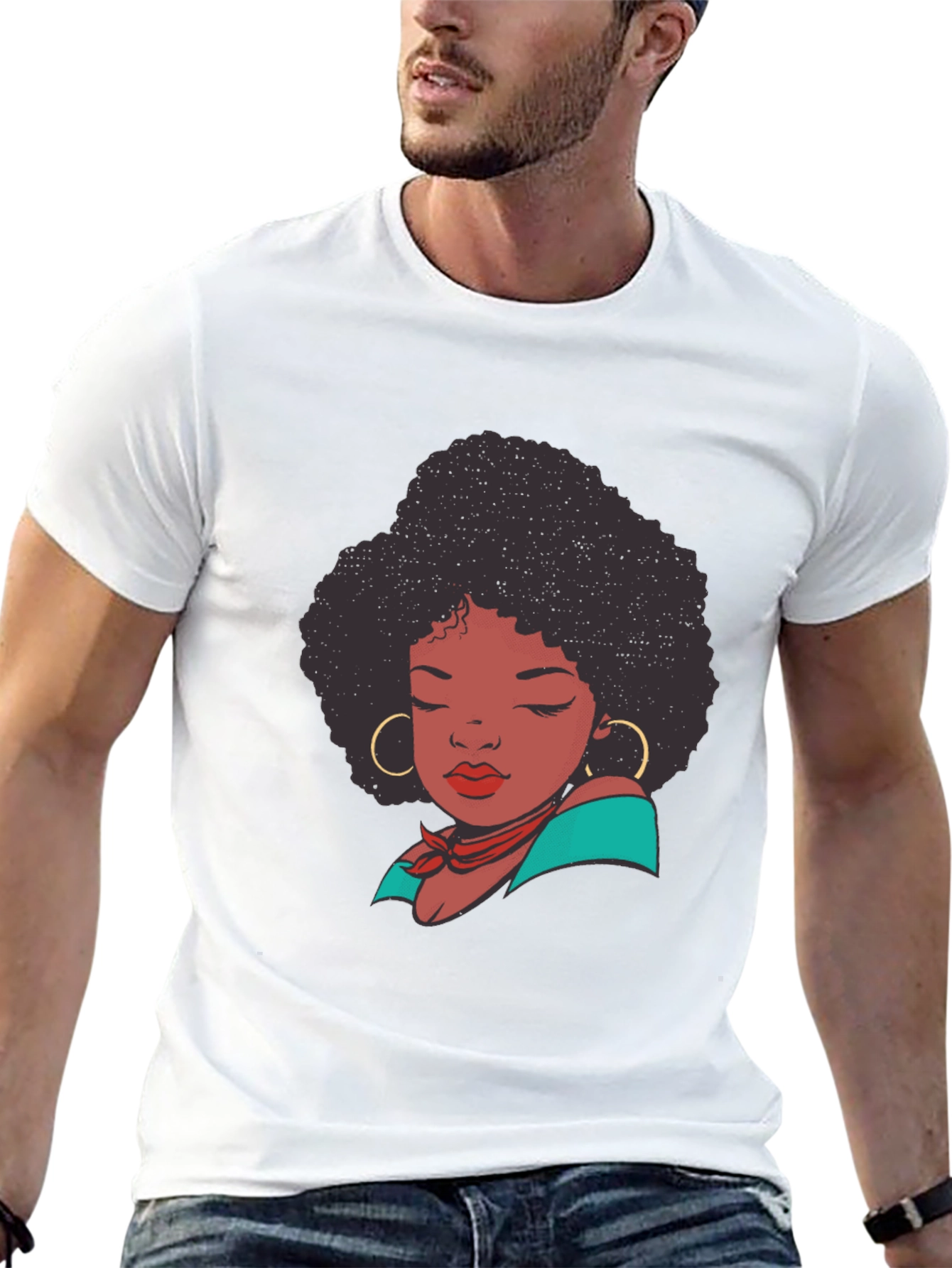 Black Afro Woman Graphic T-Shirt - Stylish Casual Tee view 13