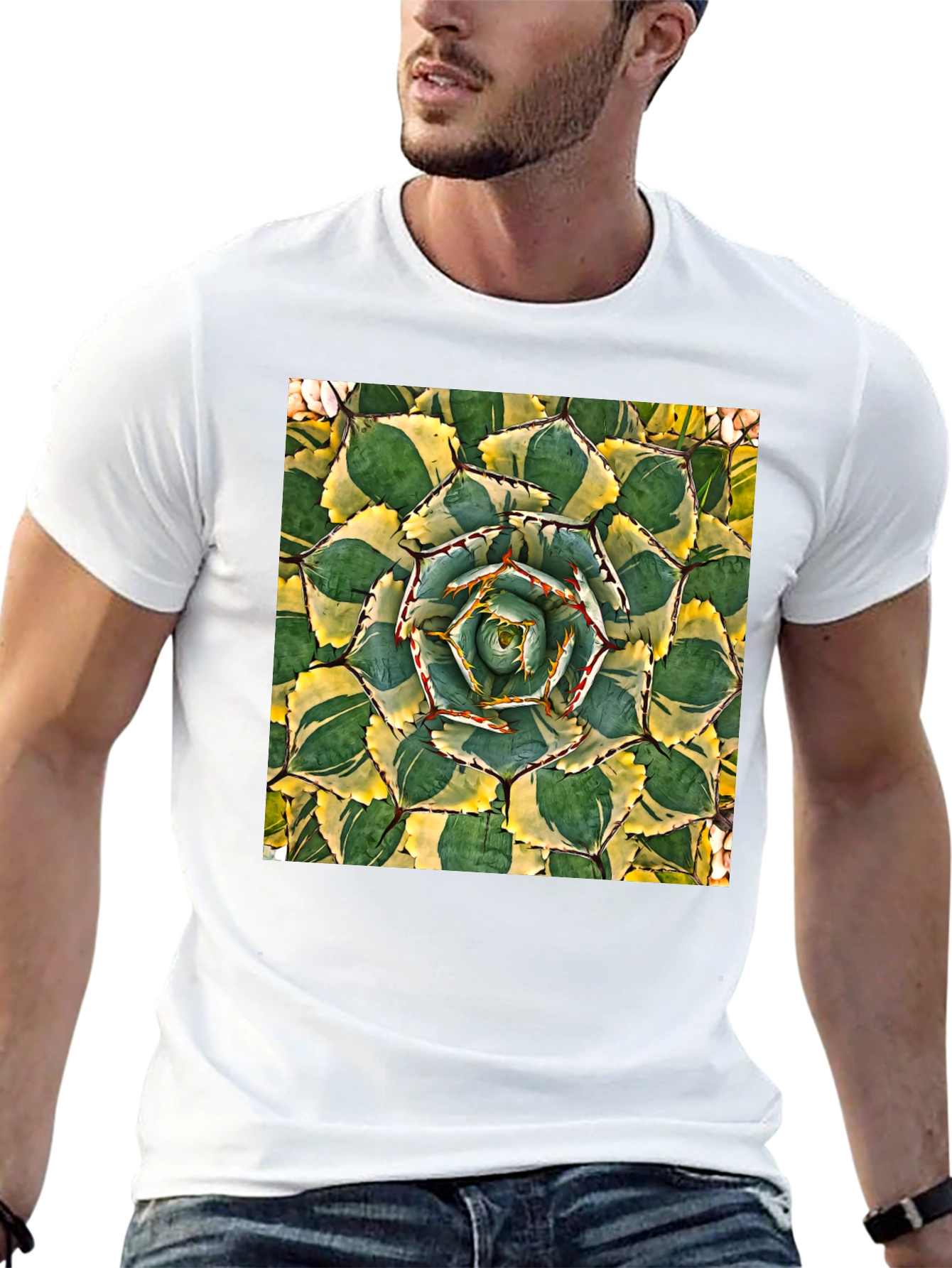 Black Agave Plant Graphic T-Shirt - Black Cotton Tee view 13