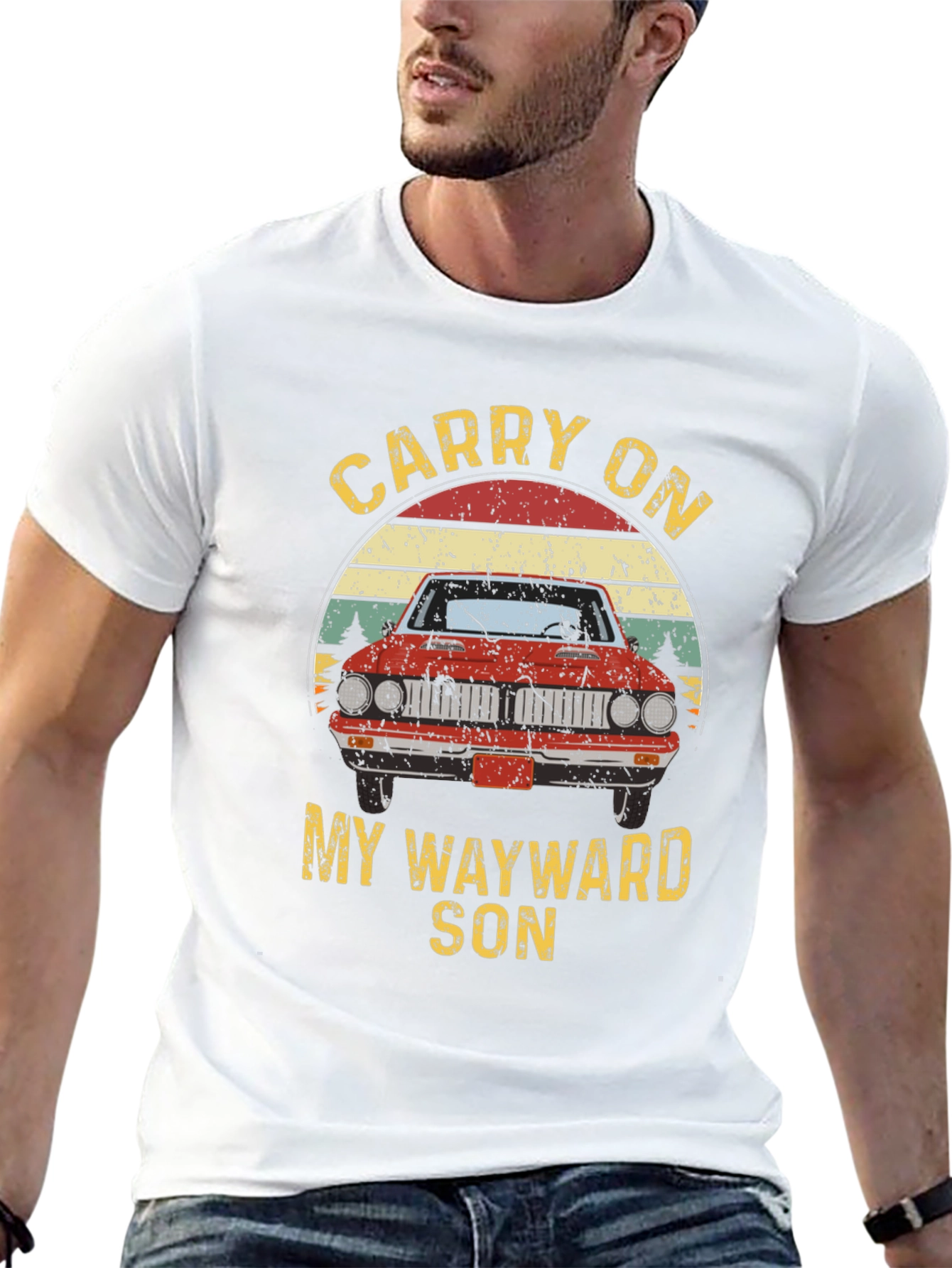 Black Carry On Wayward Son Graphic T-Shirt - Classic Car Design view 13