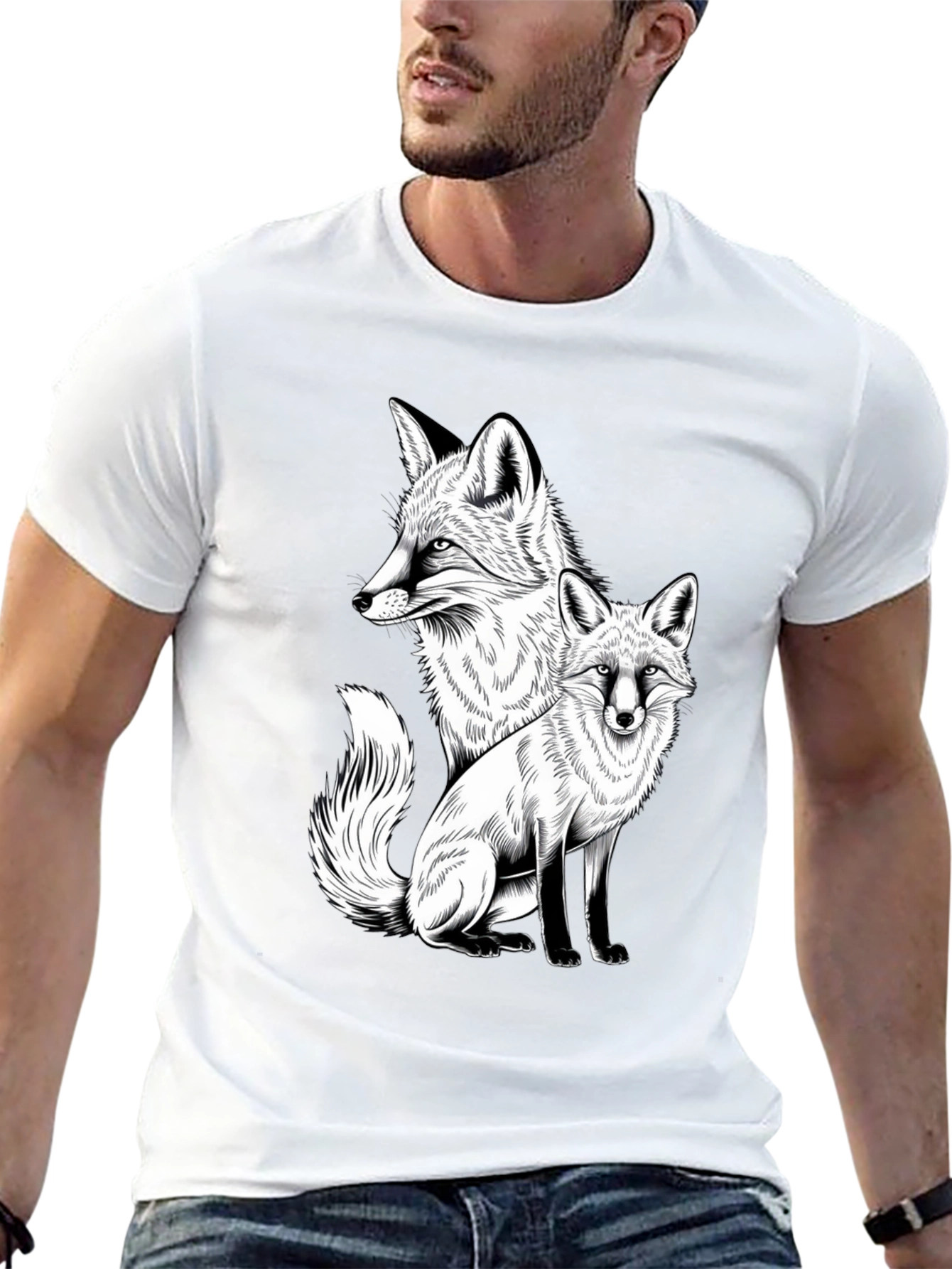 Black Fox Graphic Tee - Stylish Animal Print Shirt view 13