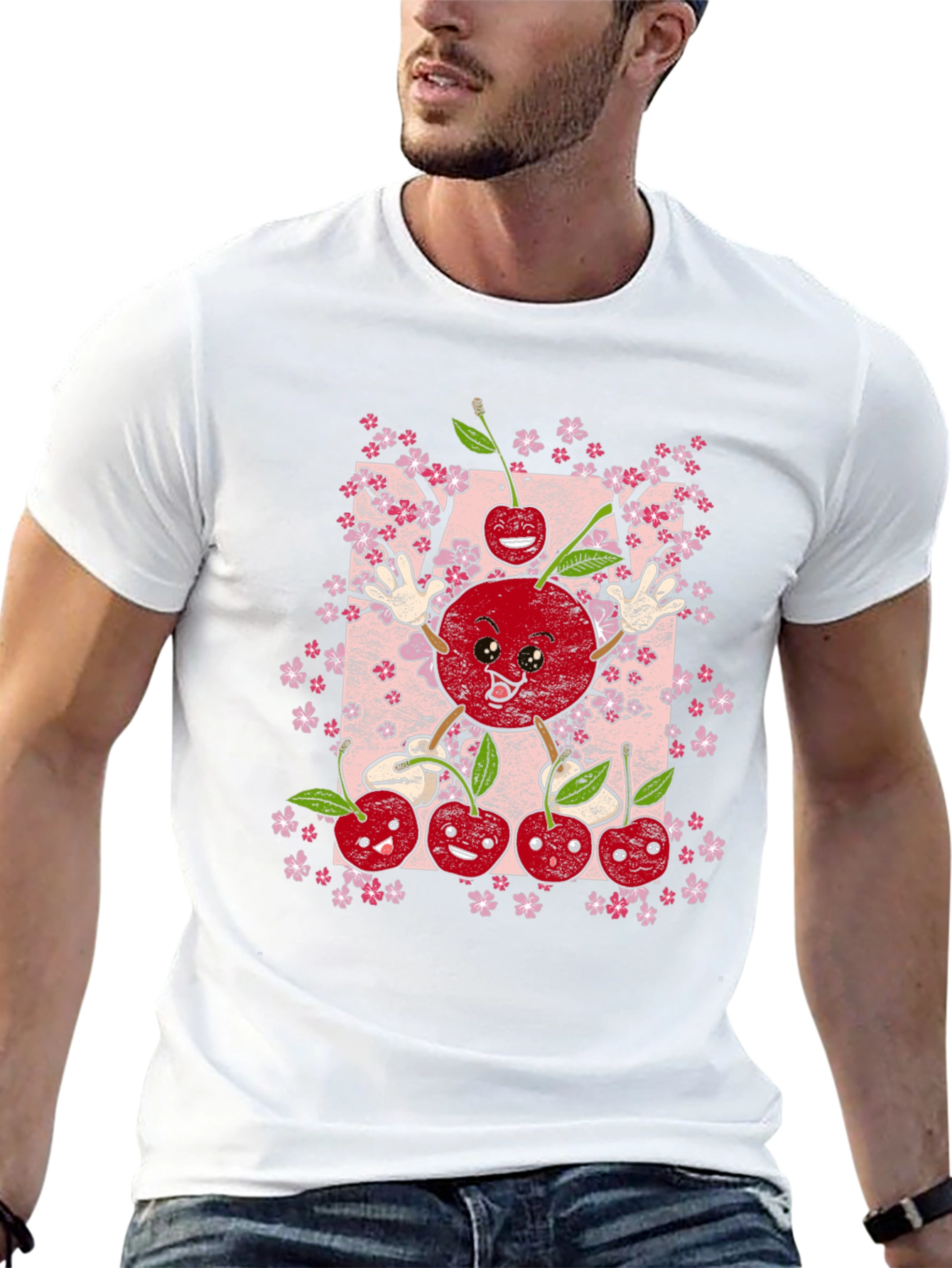 Black Cherry Blossom T-Shirt - Cute Fruit Graphic Tee view 13