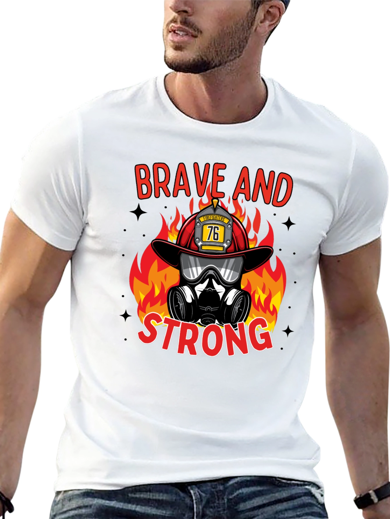 Black Brave Firefighter Graphic T-Shirt view 13