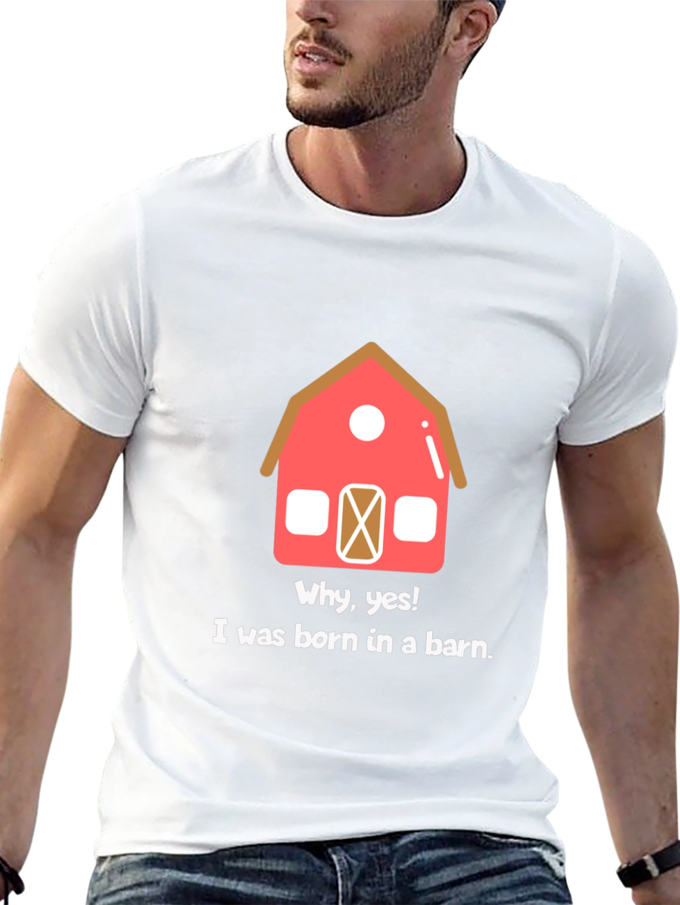 Black Born in a Barn Funny Graphic T-Shirt view 13