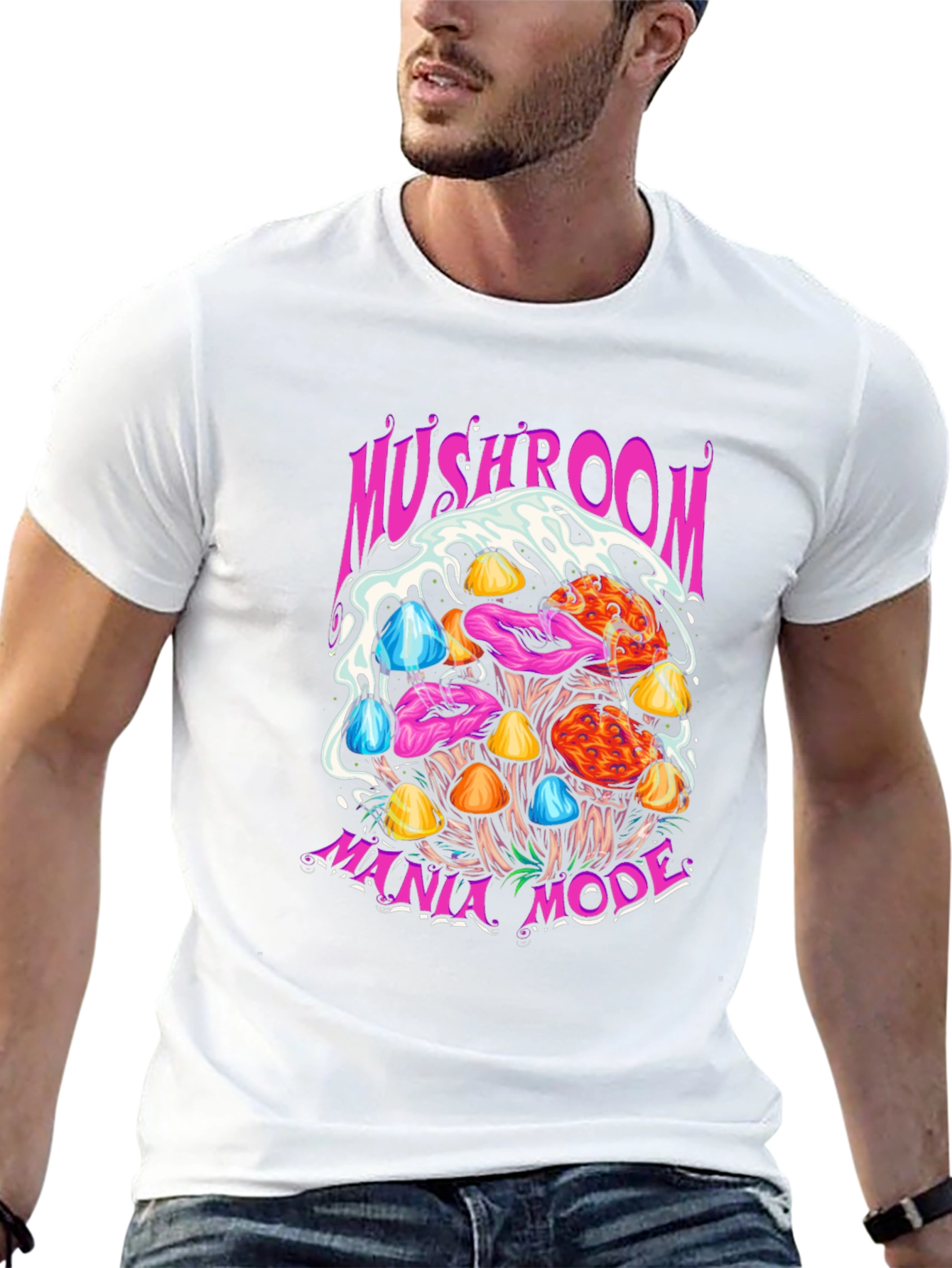 Black Mushroom Mania Mode Graphic Tee view 13