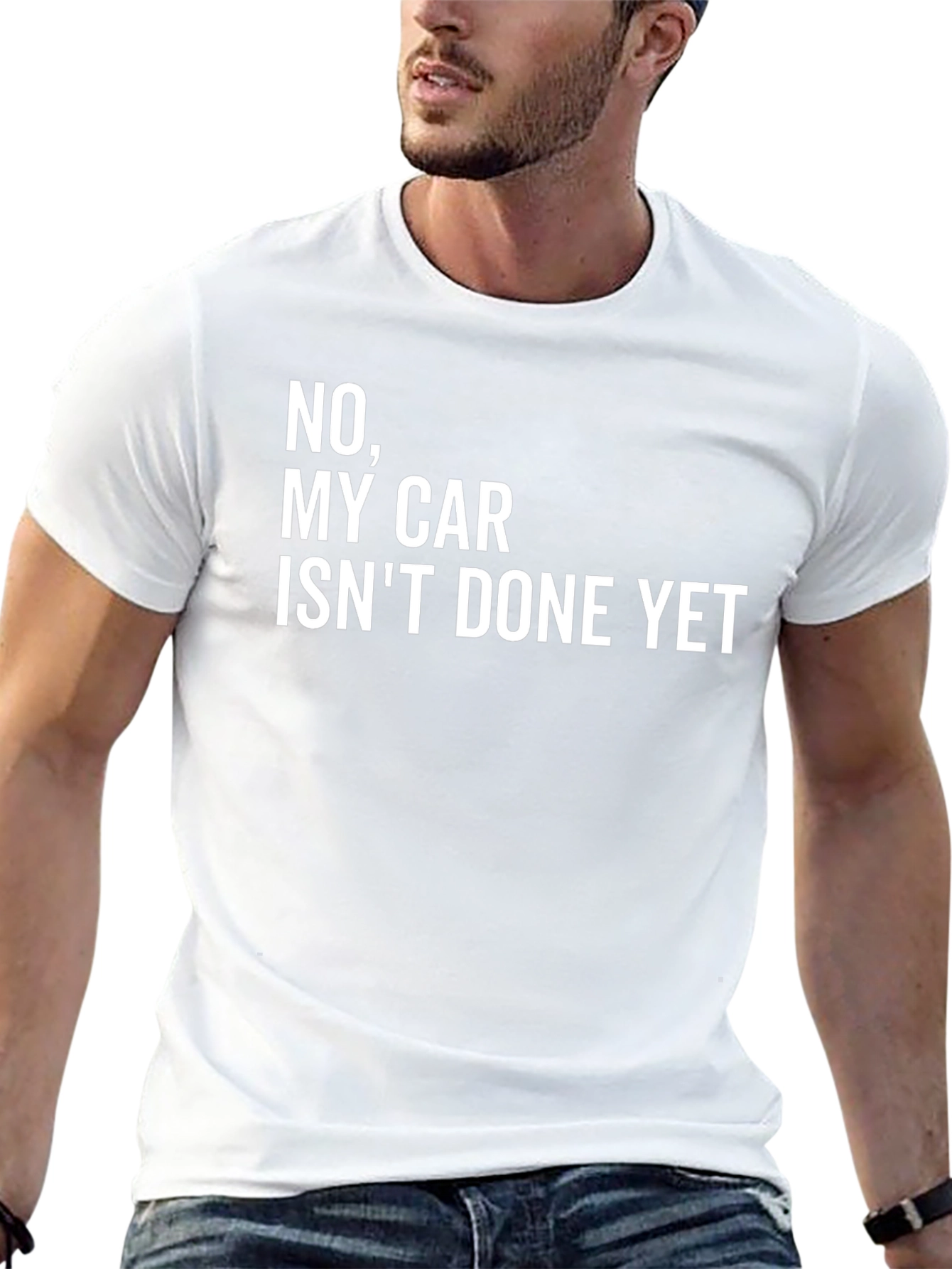 Black Funny Car T-Shirt - "No, My Car Isn't Done Yet" view 13