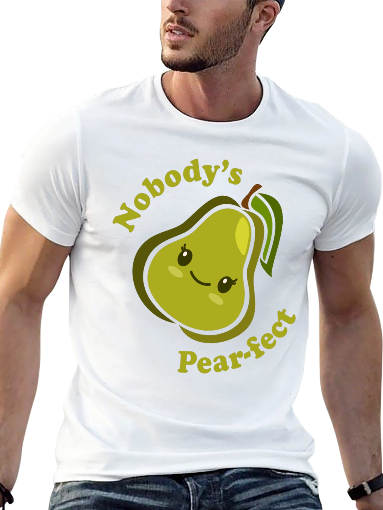 Black Nobody's Pear-fect T-Shirt Cute Fruit Pun Tee view 13