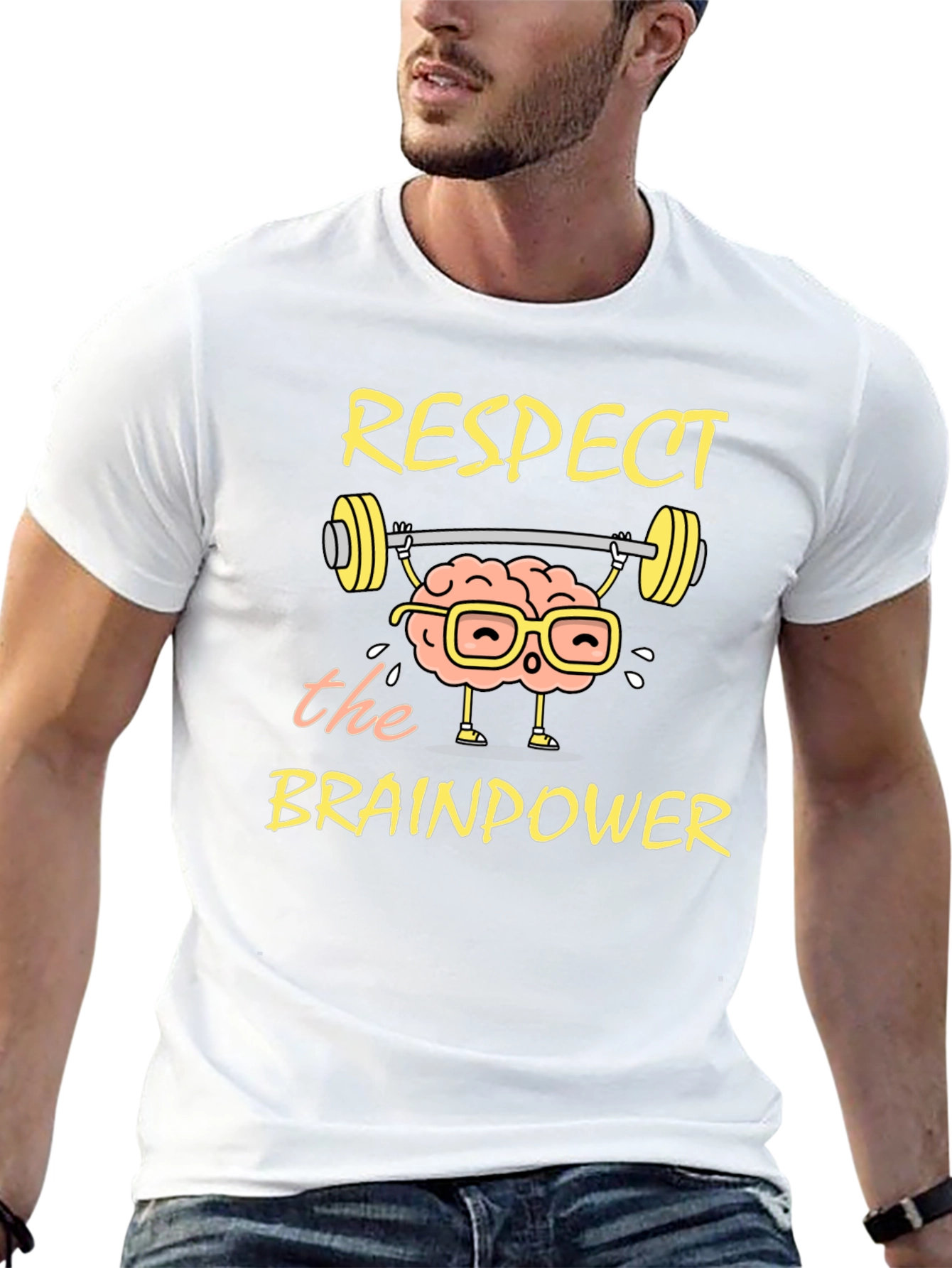 Black Respect the Brainpower T-Shirt - Smart & Funny Tee view 13