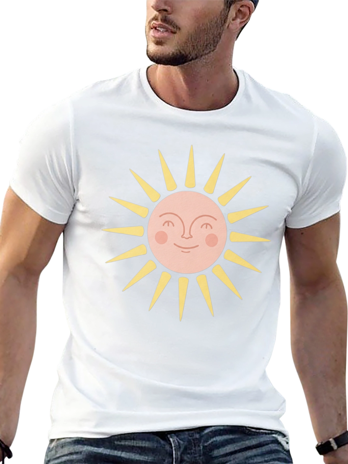 Black Smiling Sun Graphic Tee - Black Cotton Blend T-Shirt view 13