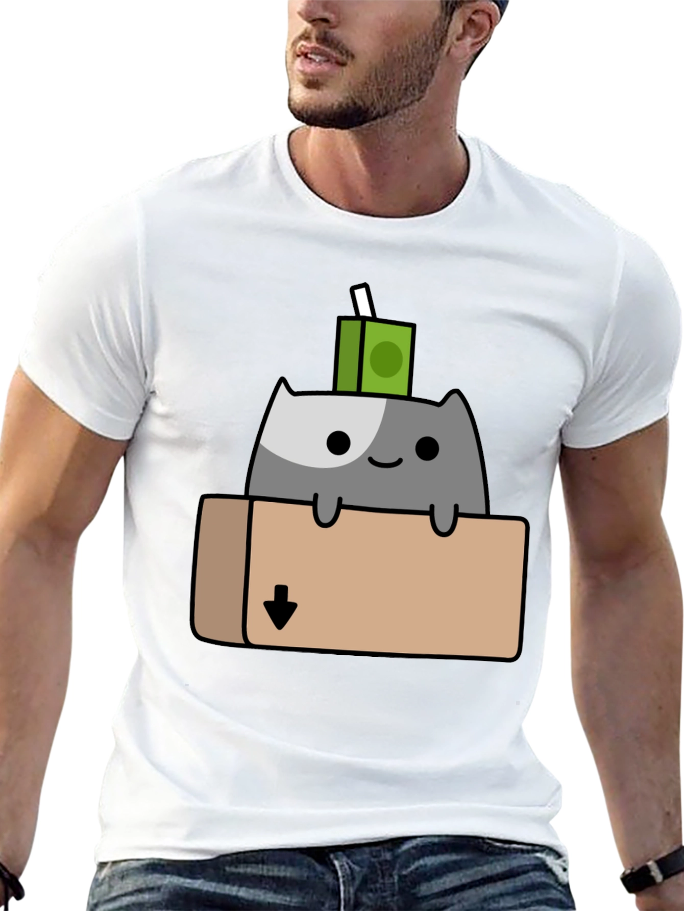 Black Cat in Box T-Shirt - Quirky Cartoon Design view 13