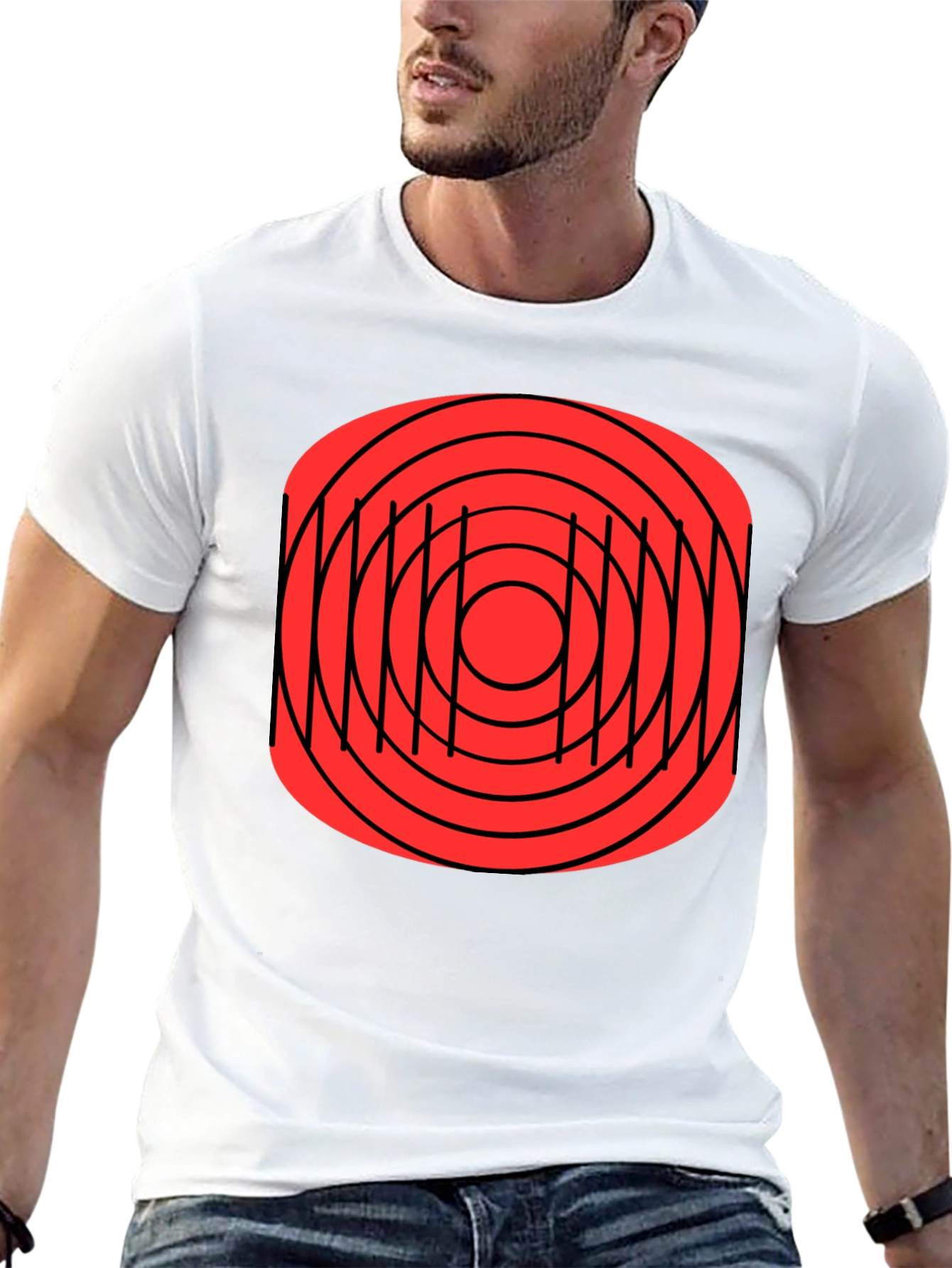 Black Abstract Target Graphic T-Shirt view 13